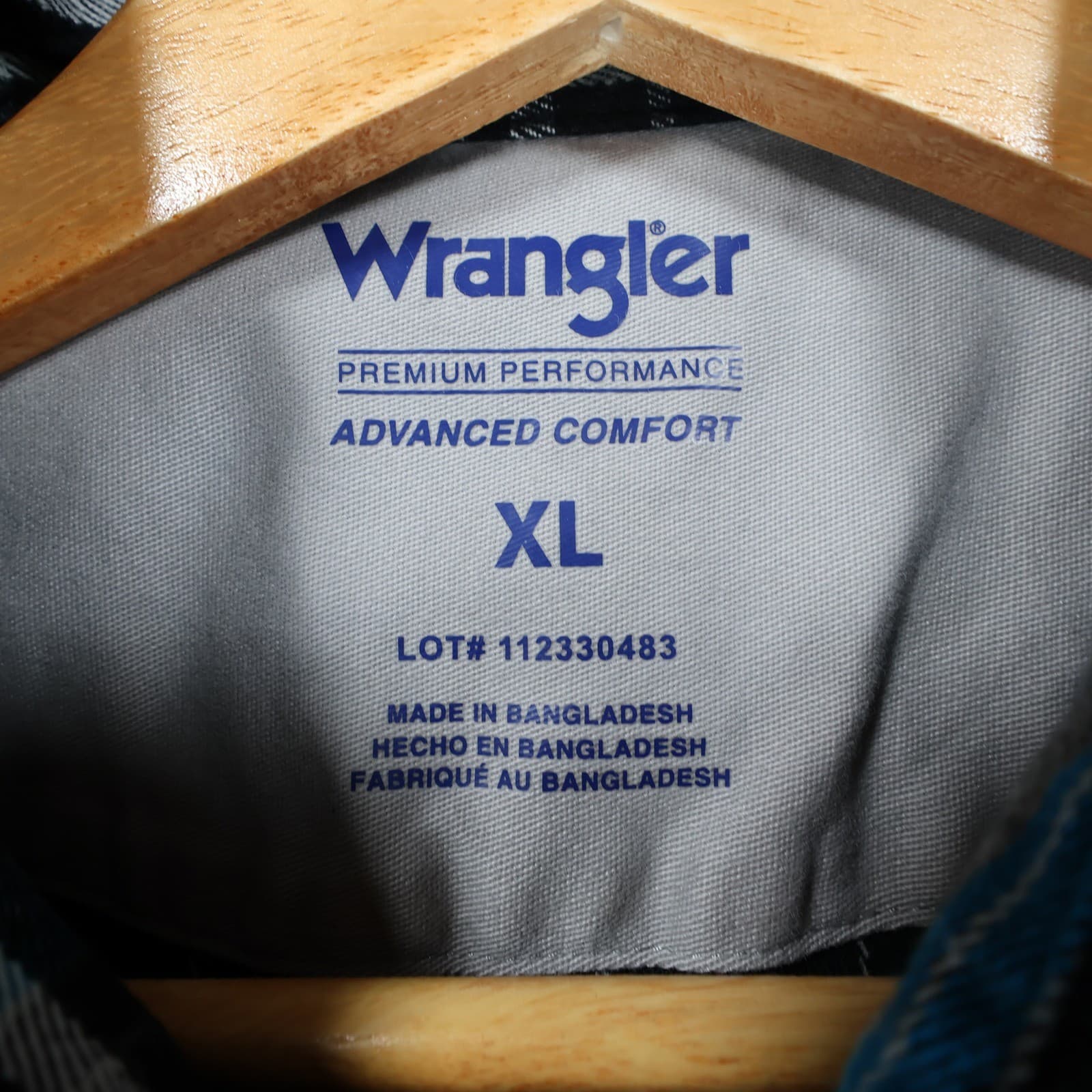 Wrangler Western Shirt Mens XL Blue Excellent Advanced Comfort Plaid - Thumbnail 7