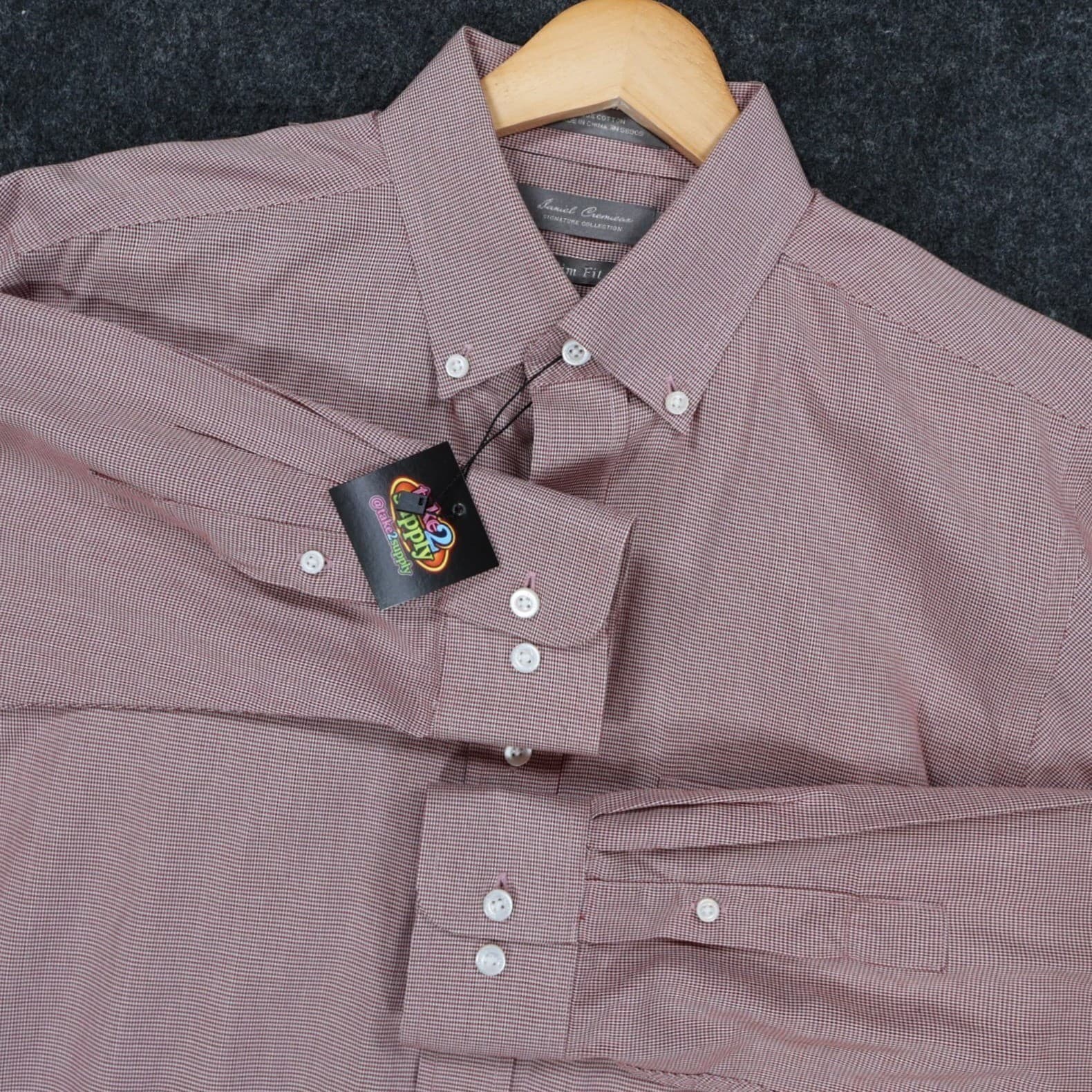 Daniel Cremieux Button Down Mens L Red Excellent Slim Fit Micro Houndstooth - Thumbnail 8
