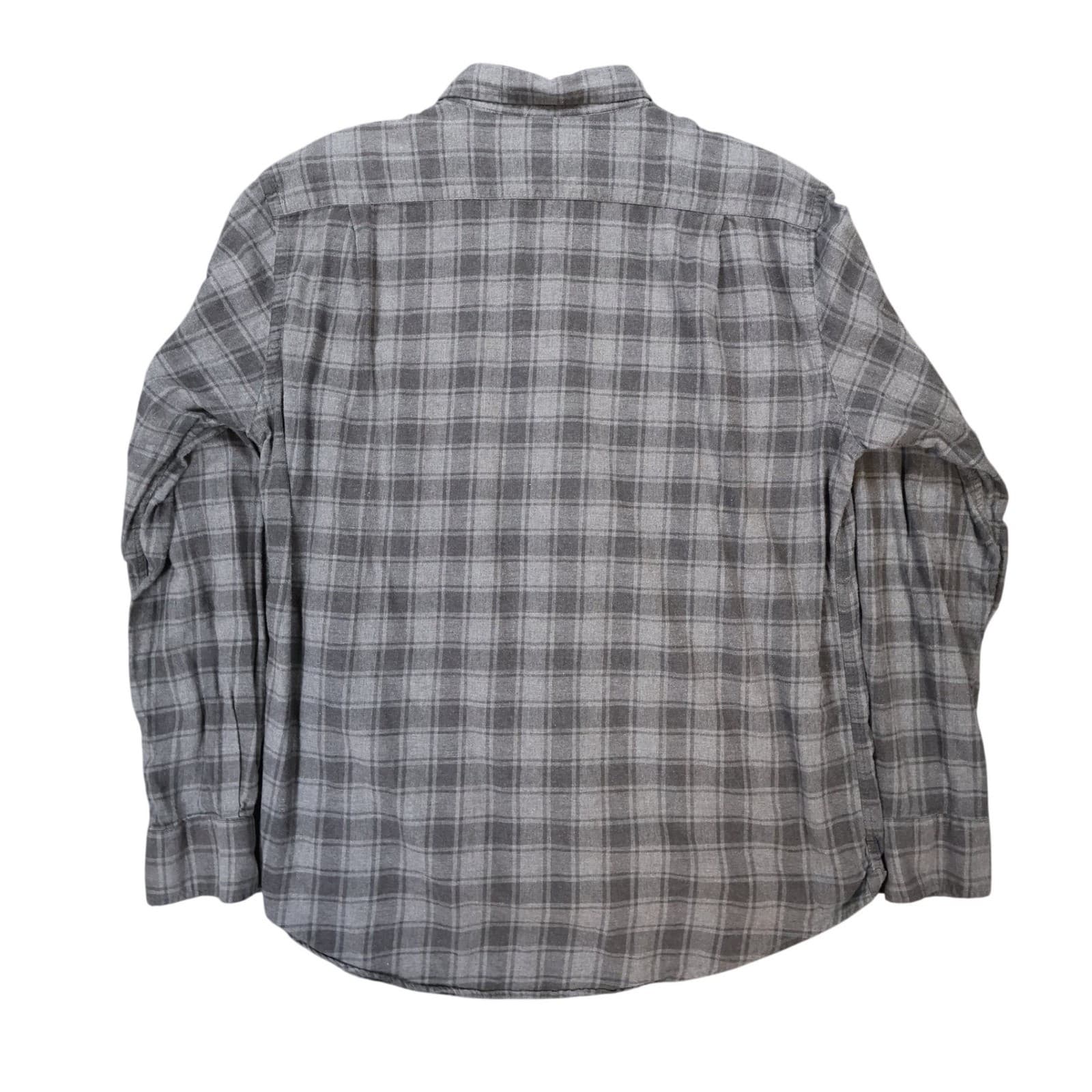 Hartford Flannel Shirt Mens XL Grey Excellent Plaid Button Down Long Sleeve - Thumbnail 2