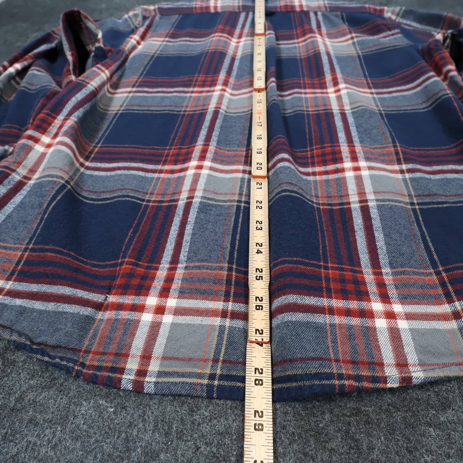 Eddie Bauer Flannel Shirt Mens L Blue Red Excellent Plaid Cotton Long Sleeve - Thumbnail 5
