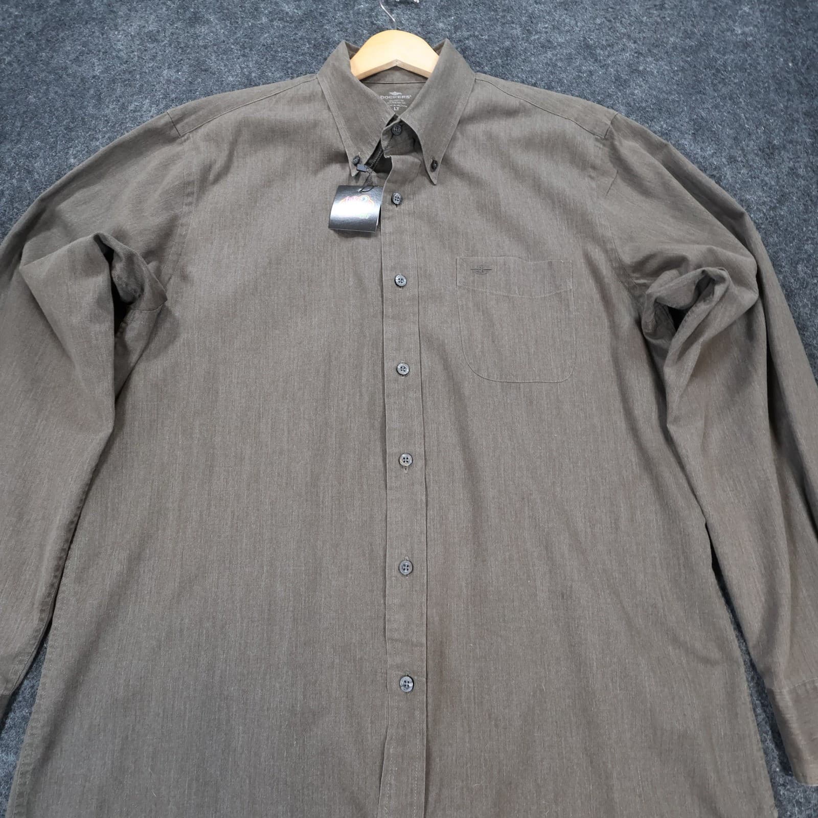Dockers Button Down Mens LT Brown Excellent Stain Defender Long Sleeve - Thumbnail 10