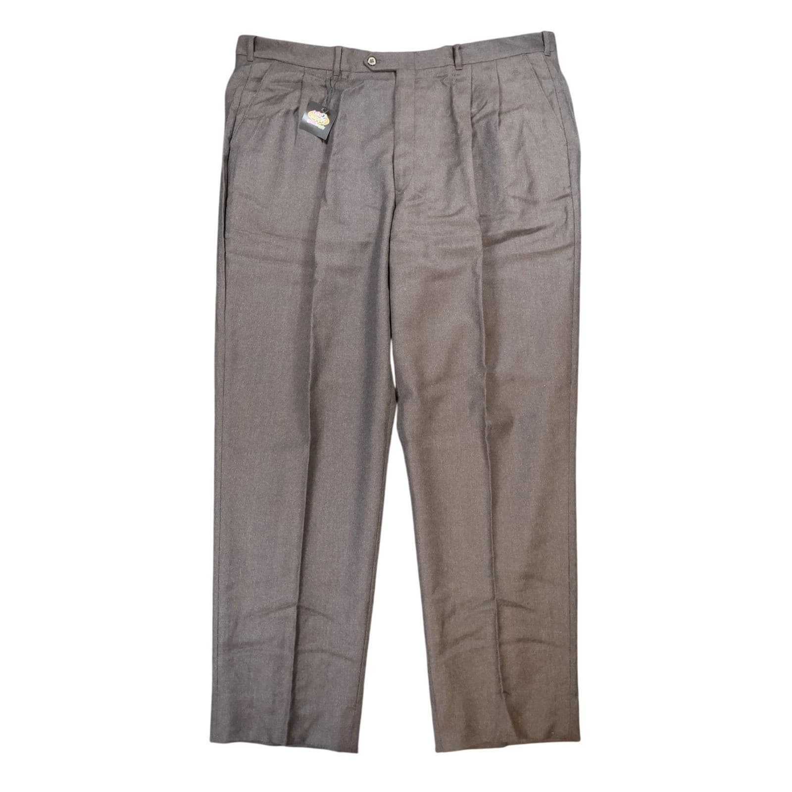 Context Trousers Mens 44 Brown Excellent Pleated Front Made in Canada - Thumbnail 2