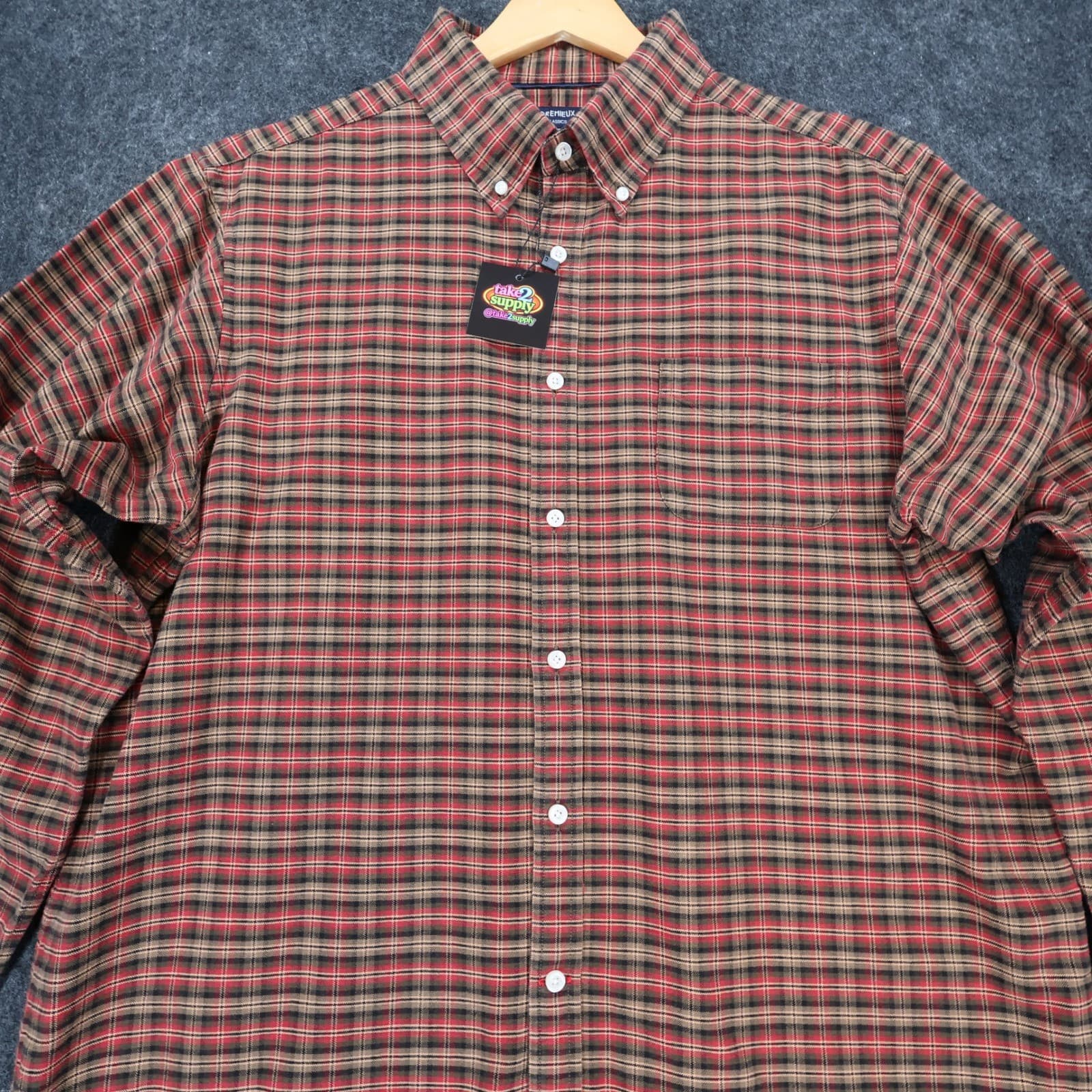 Cremieux Button Down Shirt Mens Large Red Plaid Excellent Plaid Pattern - Thumbnail 10