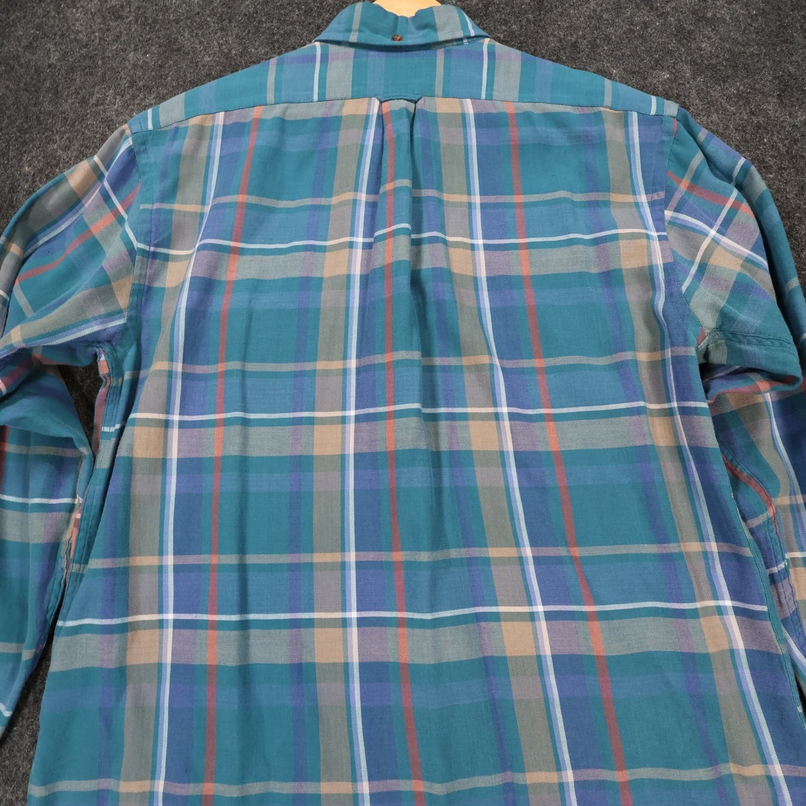 Dover by Arrow Button Down Shirt Mens Medium Blue Excellent Plaid Long Sleeve - Thumbnail 10