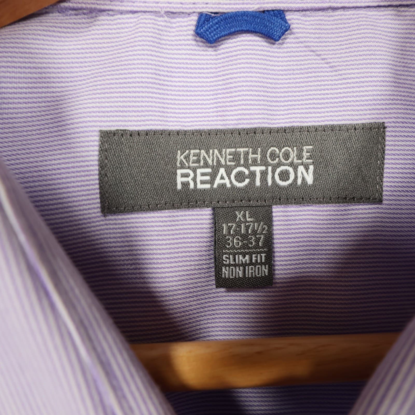 Kenneth Cole Reaction Button Down Mens XL Purple Excellent Slim Fit Non Iron - Thumbnail 7