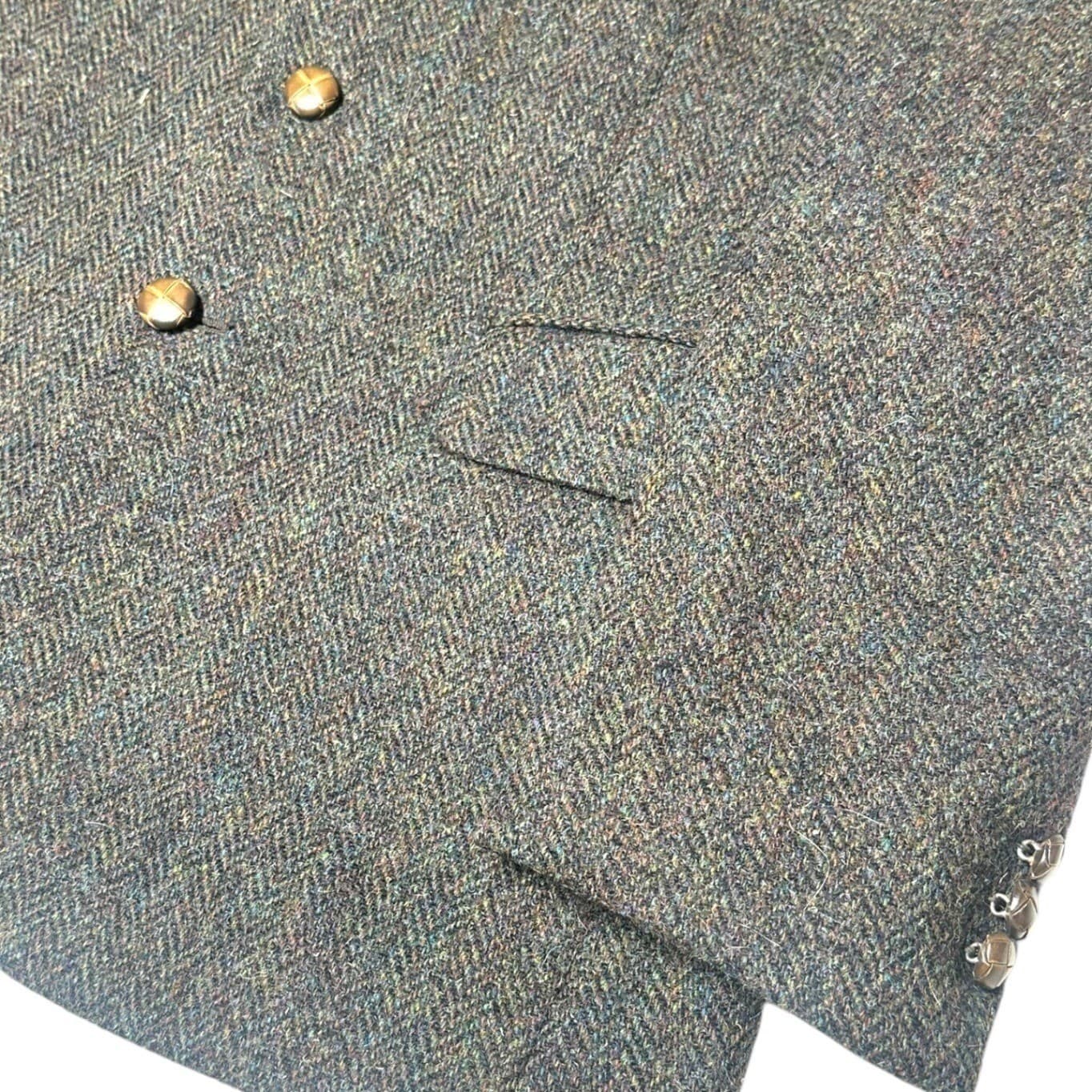 Alexandre London Harris Tweed Blazer Mens 42R Grey Herringbone Wool EUC - Thumbnail 6