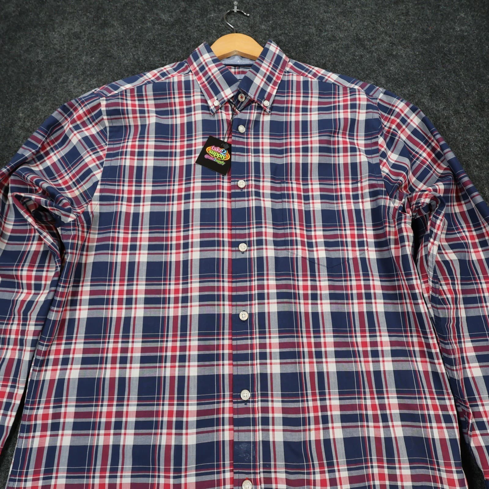 Maine New England Shirt Mens Small Blue Red Excellent Plaid Button Down - Thumbnail 10