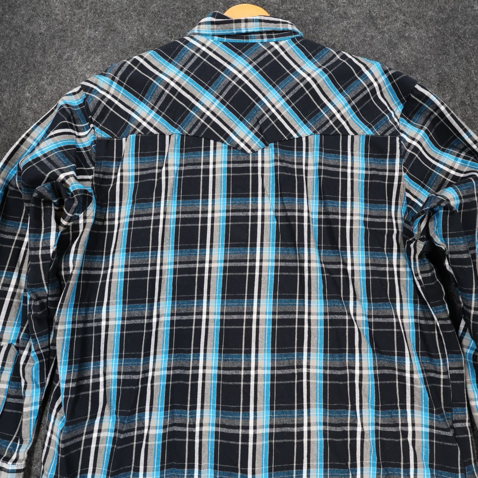 Wrangler Western Shirt Mens XL Blue Excellent Advanced Comfort Plaid - Thumbnail 10