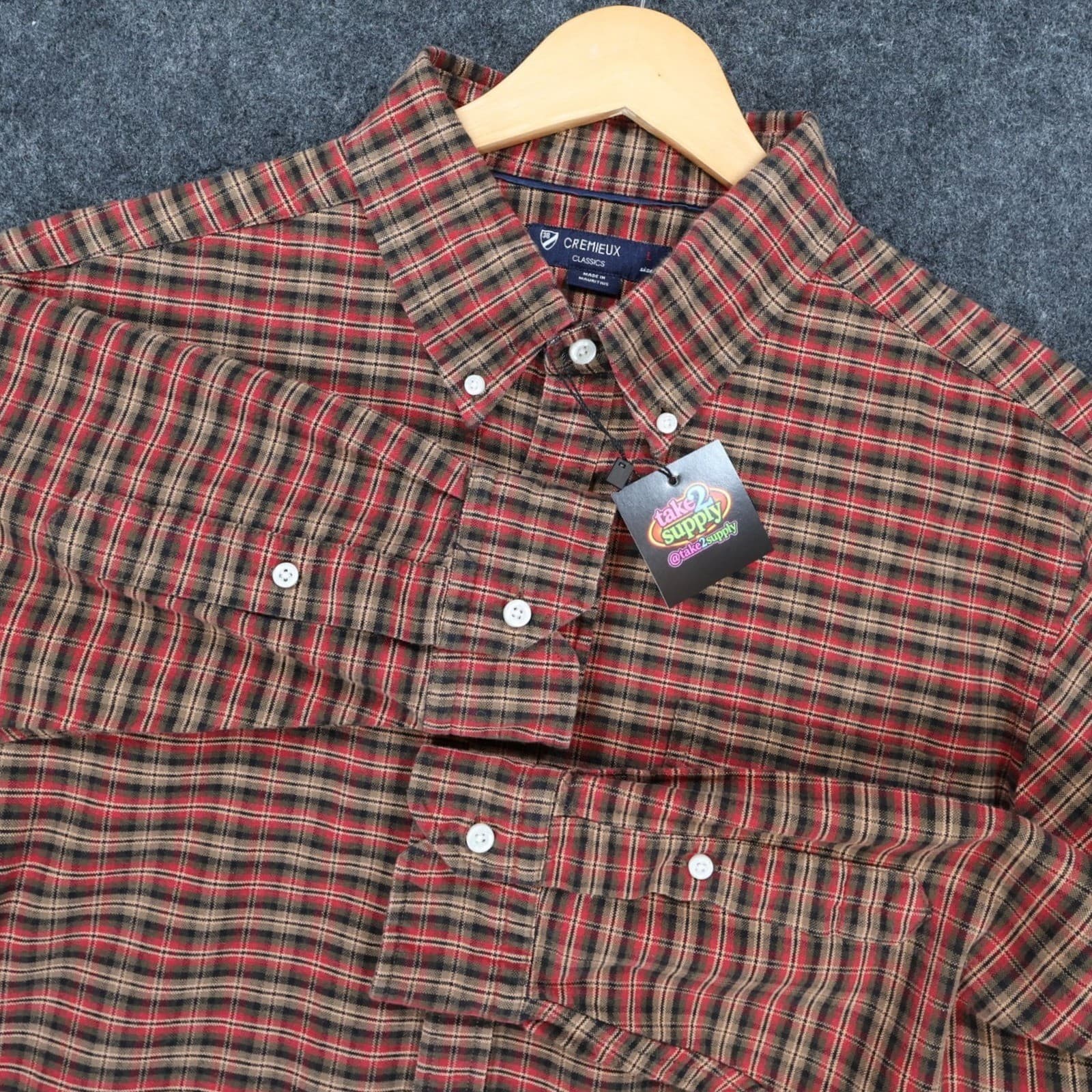 Cremieux Button Down Shirt Mens Large Red Plaid Excellent Plaid Pattern - Thumbnail 9