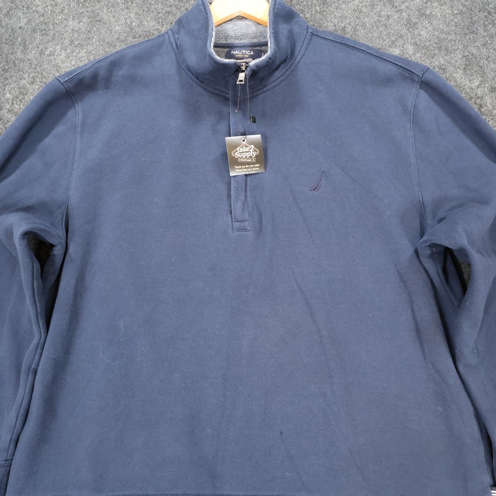 Nautica Quarter Zip Pullover Mens XL Blue Excellent Mock Neck - Thumbnail 9