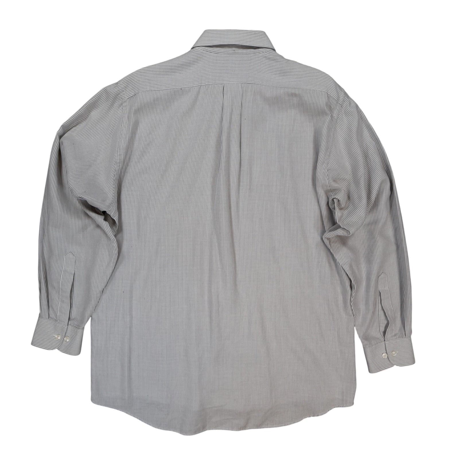 Van Heusen Button Down Mens Large Grey Excellent Wrinkle Free Striped - Thumbnail 2