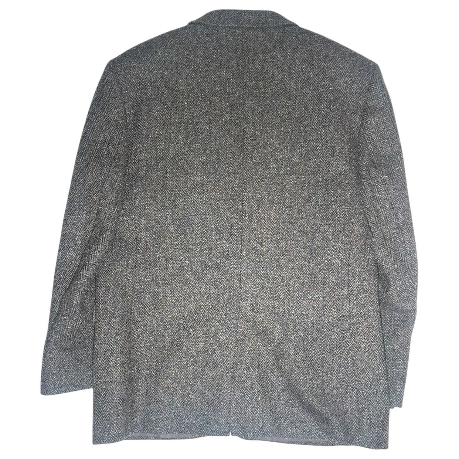 Alexandre London Harris Tweed Blazer Mens 42R Grey Herringbone Wool EUC - Thumbnail 3