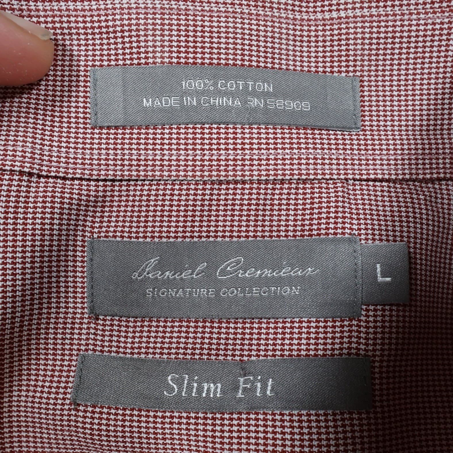 Daniel Cremieux Button Down Mens L Red Excellent Slim Fit Micro Houndstooth - Thumbnail 7
