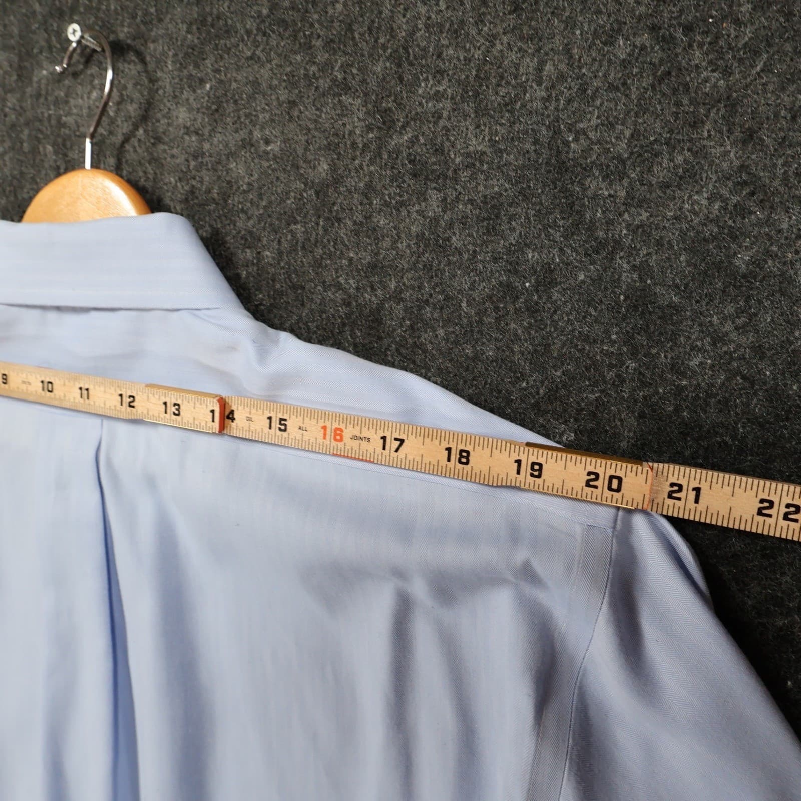 Chaps Button Up Mens 17 32/33 Blue Excellent Herringbone Non-Iron Long Sleeve - Thumbnail 6