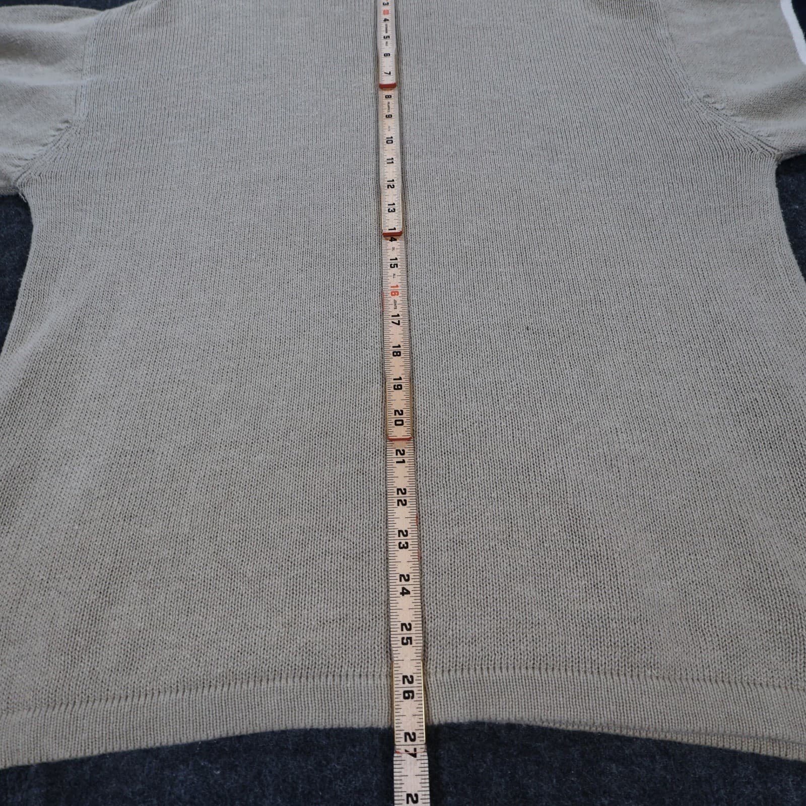 American Outpost Sweater Mens S Tan Excellent V-Neck Striped Sleeve - Thumbnail 6