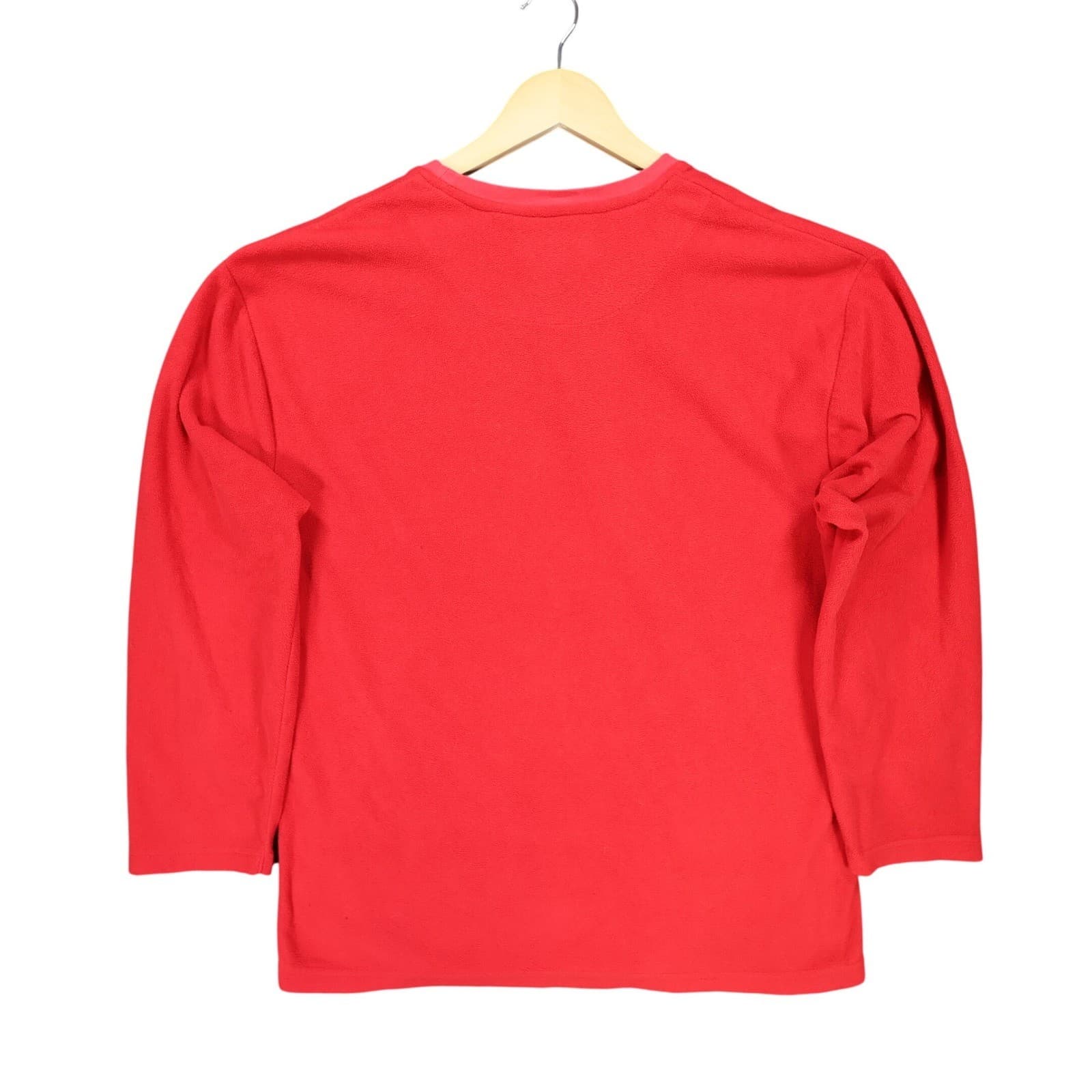 Chaps Fleece Pullover Mens Large Red Excellent V-Neck Long Sleeve - Thumbnail 2