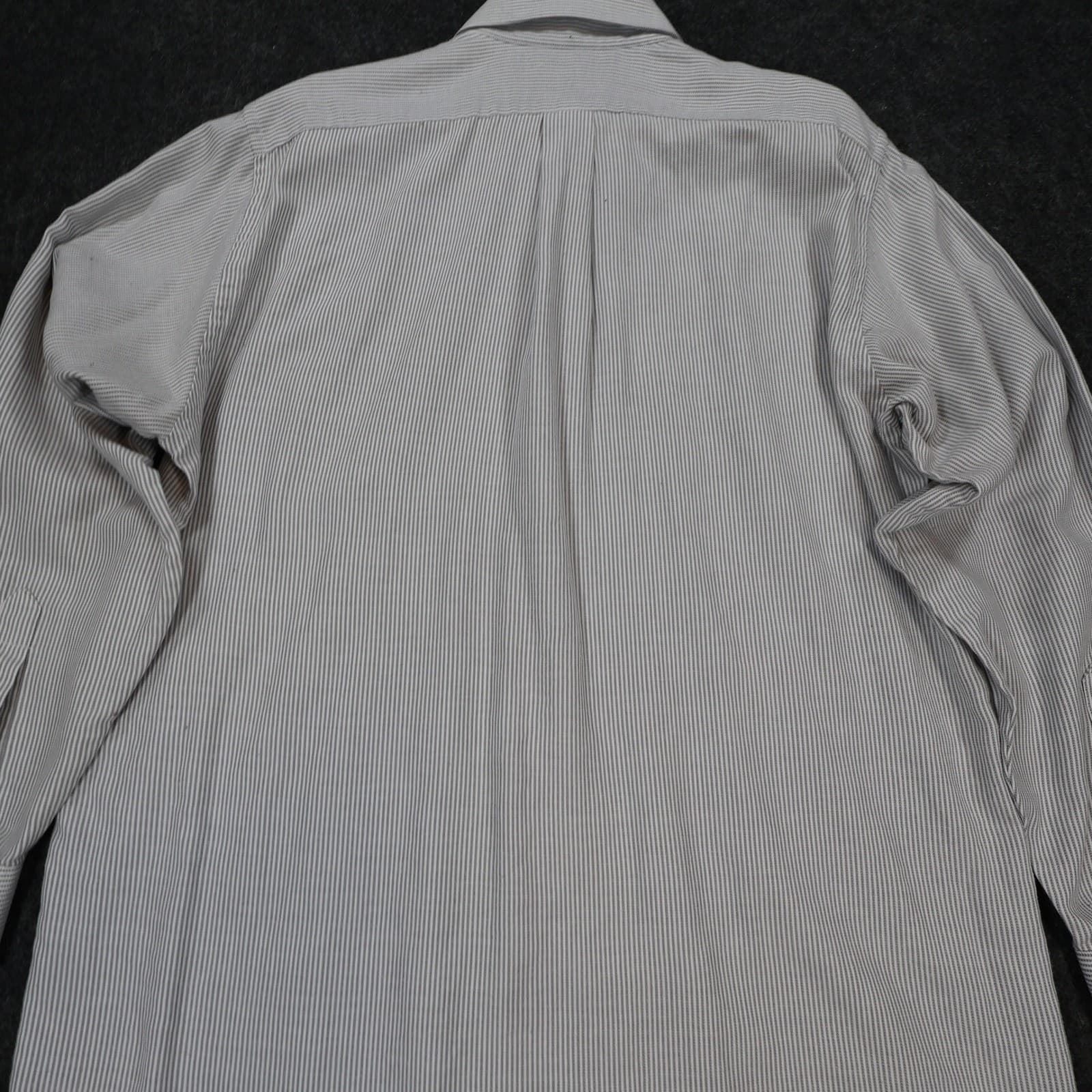 Van Heusen Button Down Mens Large Grey Excellent Wrinkle Free Striped - Thumbnail 11
