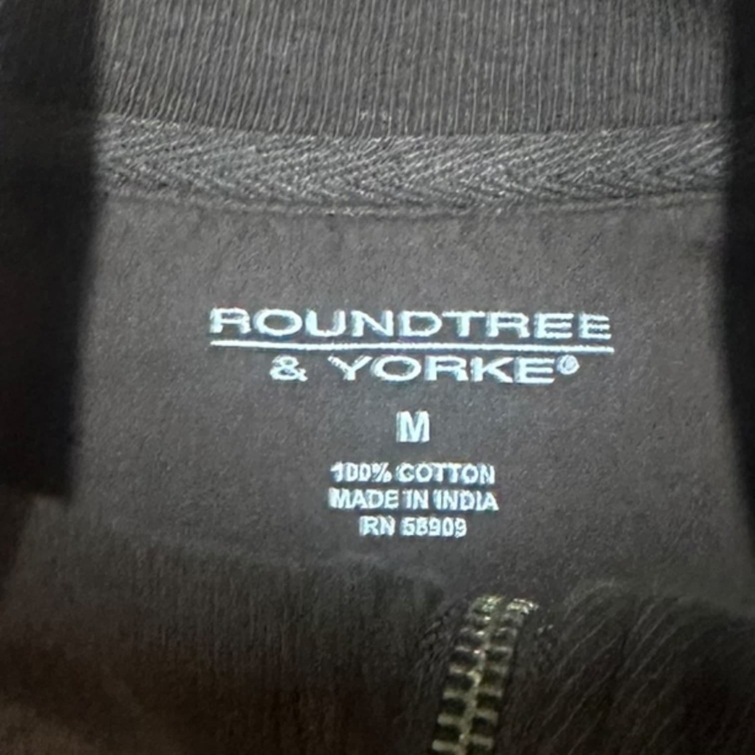 Roundtree & Yorke Quarter Zip Pullover Mens Medium Black Cotton Ribbed Knit - Thumbnail 6