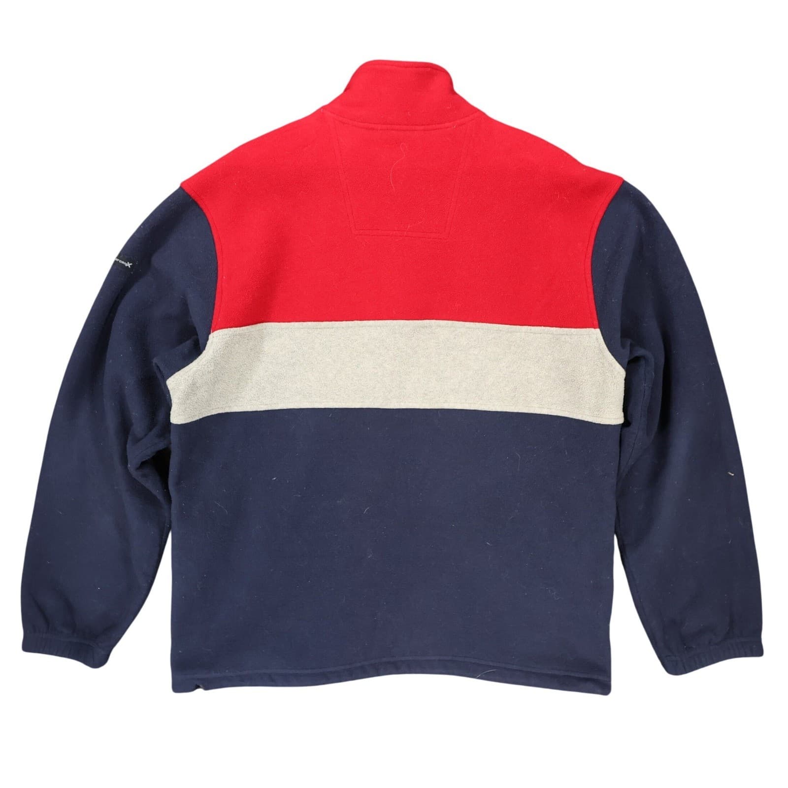 IZOD Fleece Pullover Mens Large Red Excellent Colorblock Quarter Zip - Thumbnail 2
