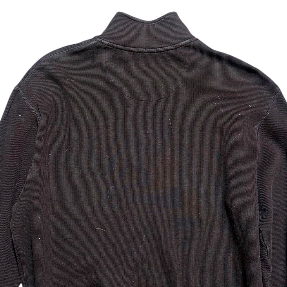 Roundtree & Yorke Quarter Zip Pullover Mens Medium Black Cotton Ribbed Knit - Thumbnail 4