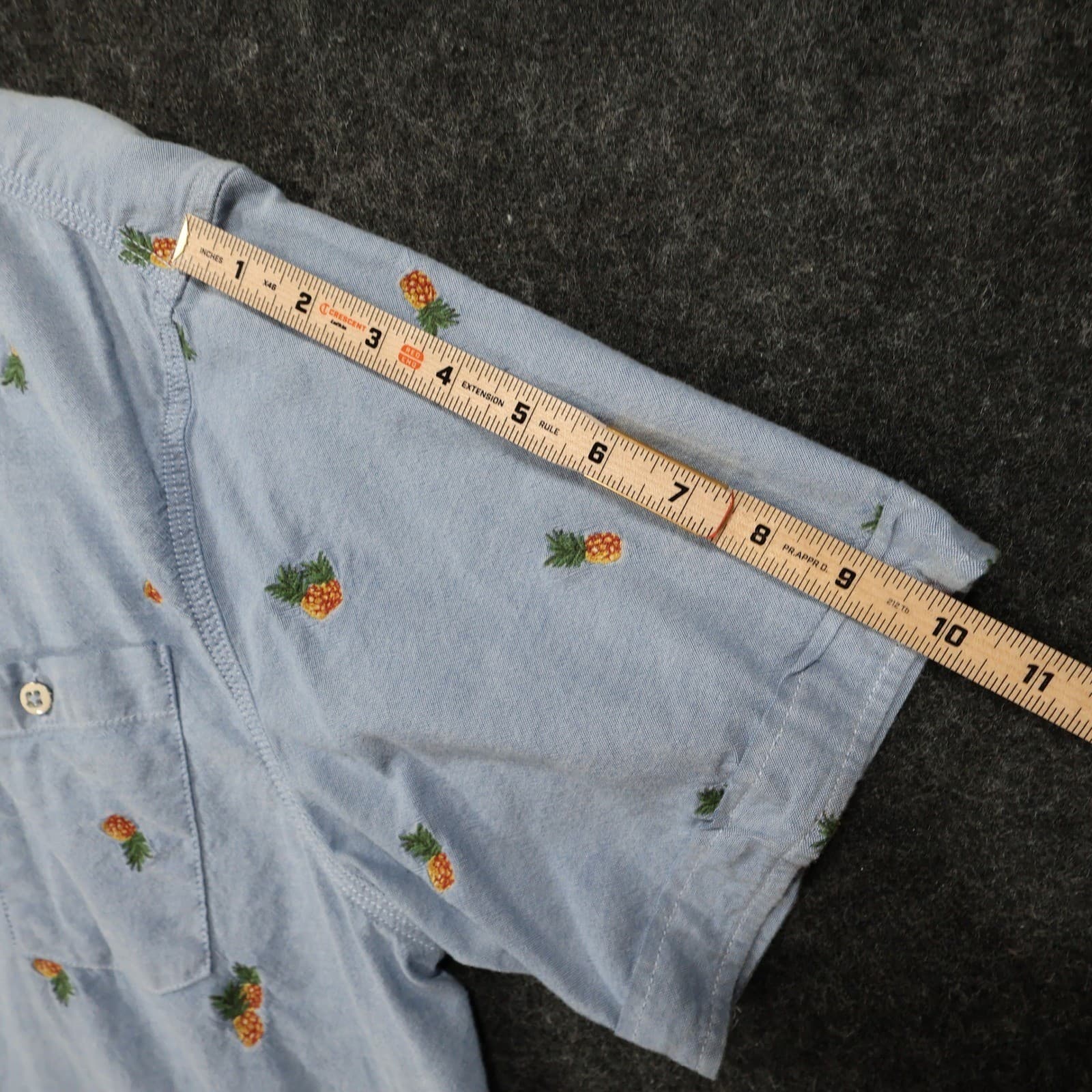 Tommy Bahama Shirt Mens Medium Blue Excellent Pineapple Embroidered Cotton Blend - Thumbnail 4