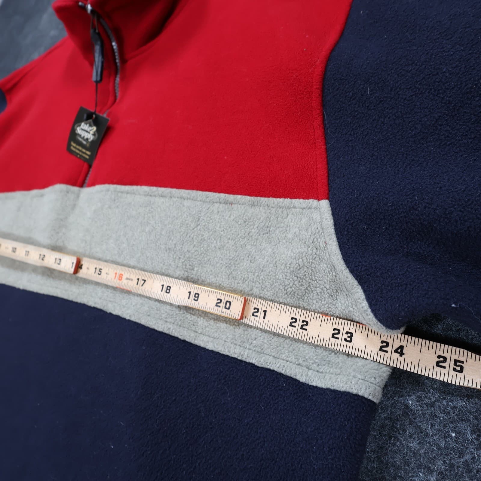 IZOD Fleece Pullover Mens Large Red Excellent Colorblock Quarter Zip - Thumbnail 3