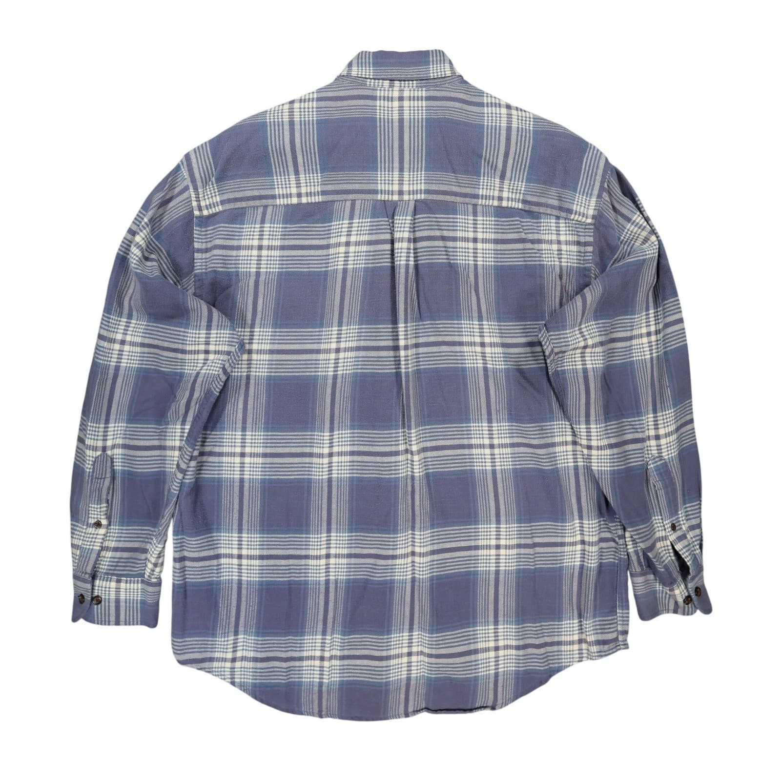 Lands End Flannel Shirt Mens L Blue Excellent Plaid Button Down - Thumbnail 2