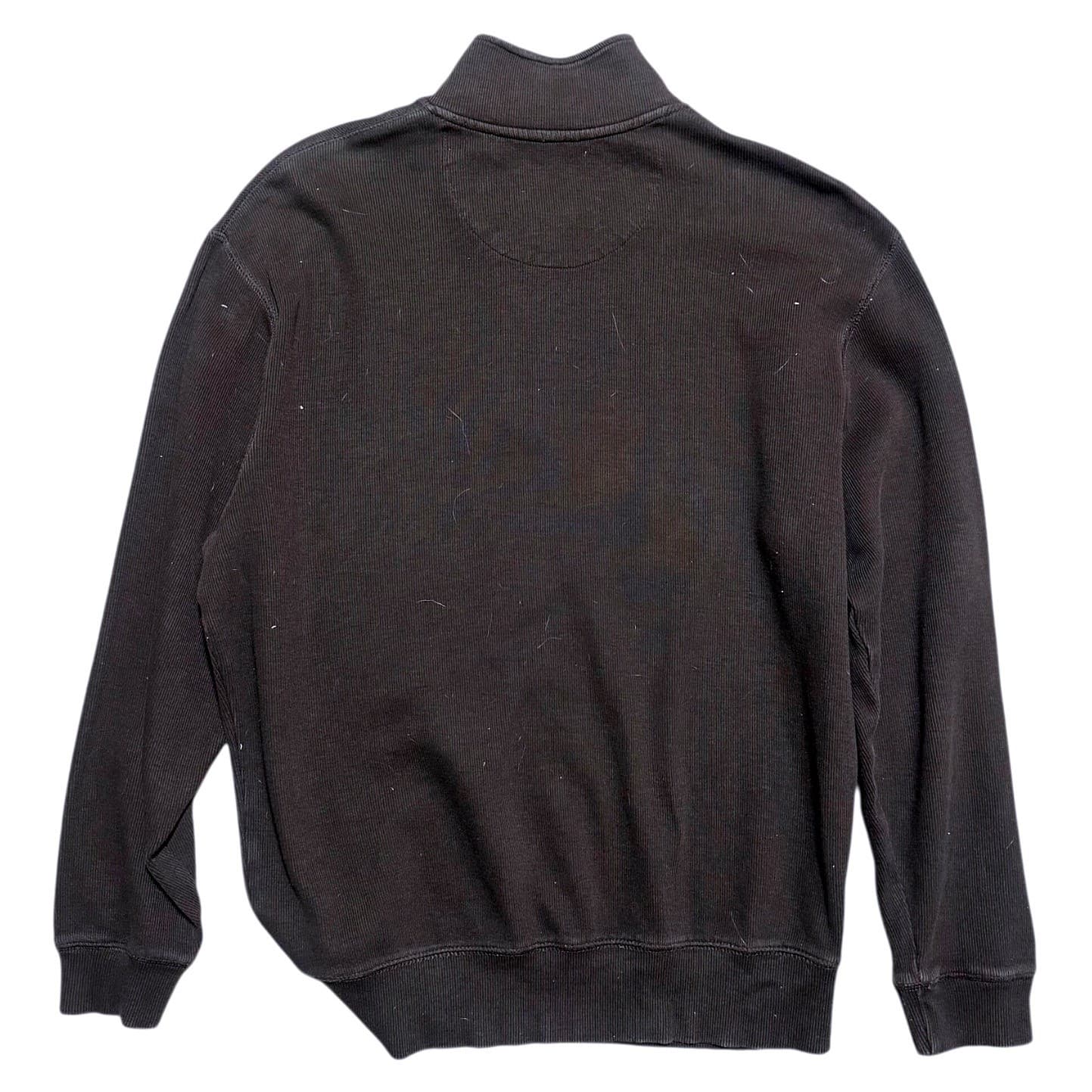 Roundtree & Yorke Quarter Zip Pullover Mens Medium Black Cotton Ribbed Knit - Thumbnail 2