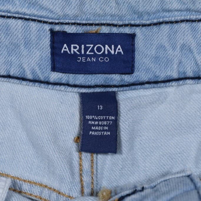 ARIZONA JEAN CO Womens Light Wash Denim Jeans Size 13 High Rise Straight Leg - Thumbnail 7