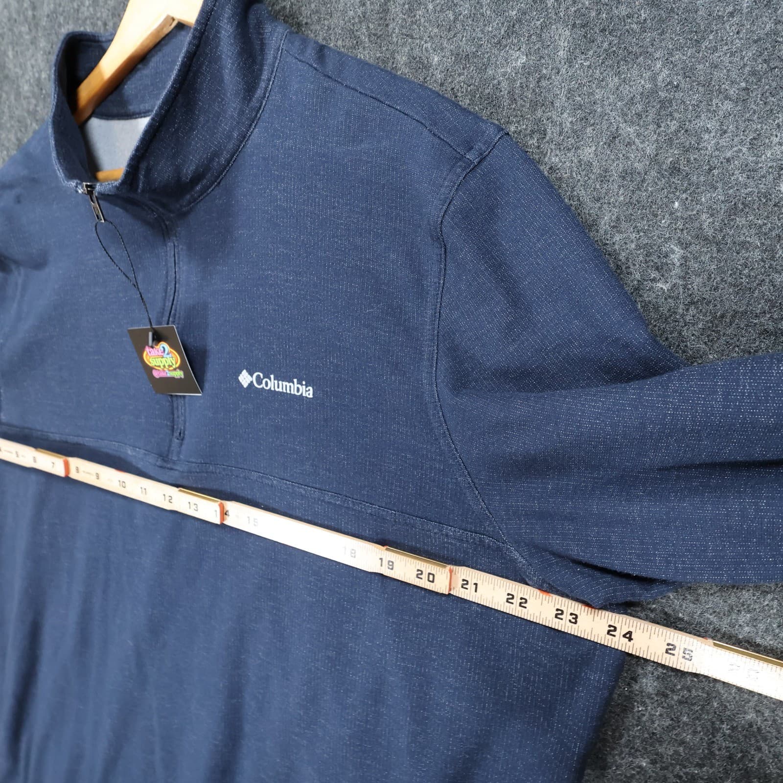 Columbia Quarter Zip Pullover Mens XL Blue Excellent Omni-Wick AM0081 - Thumbnail 3