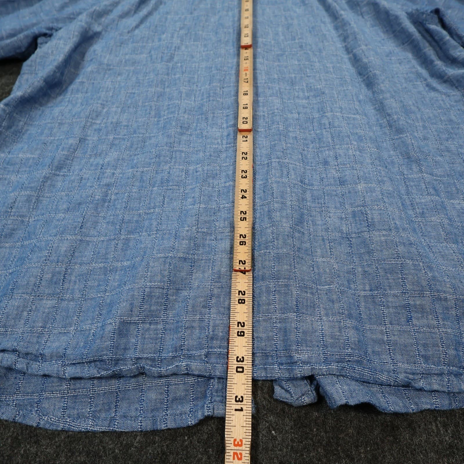 Weatherproof Vintage Shirt Mens XL Blue Excellent Washable Linen Short Sleeve - Thumbnail 6