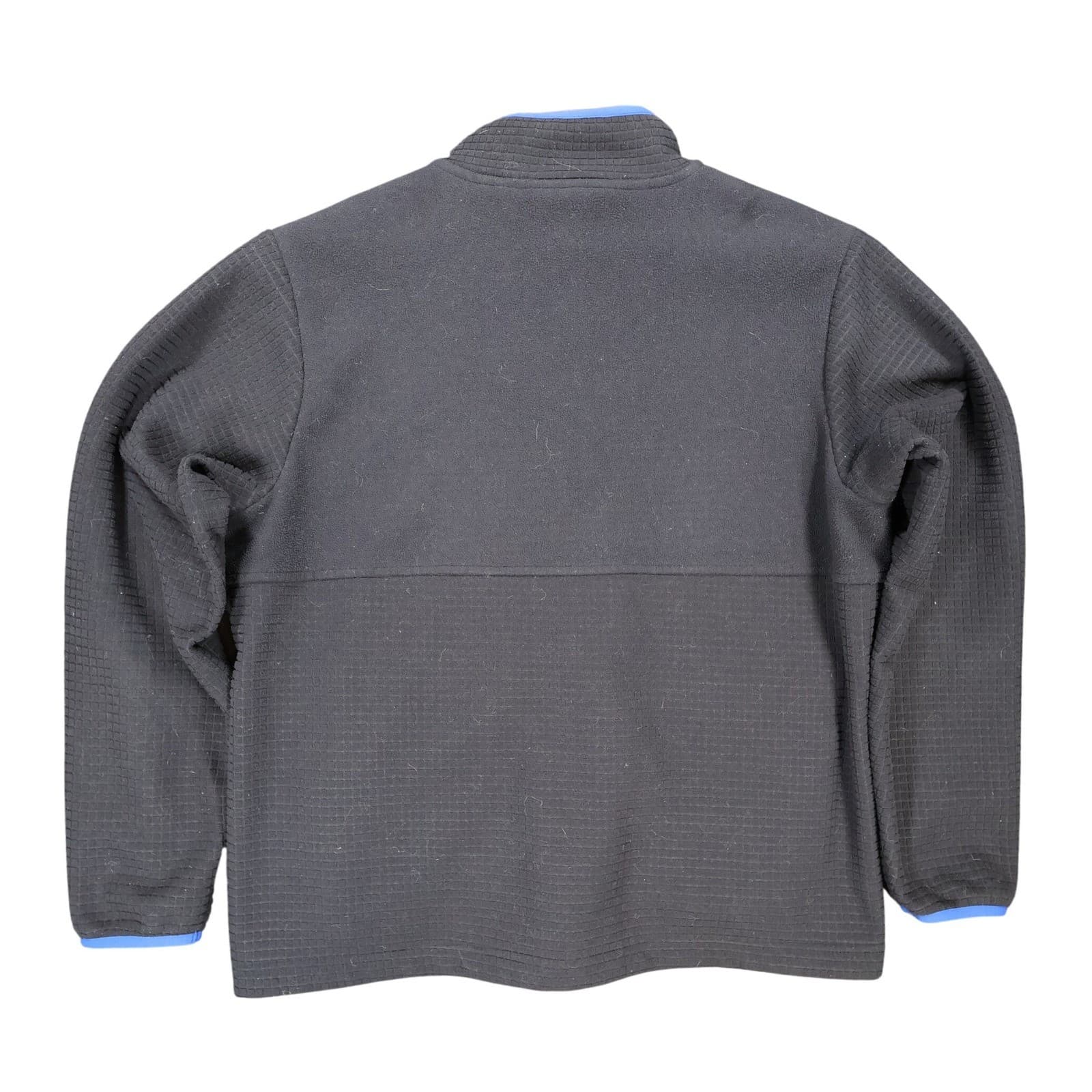 Lands' End Fleece Jacket Mens Large Black Excellent Grid Texture Full Zip - Thumbnail 2