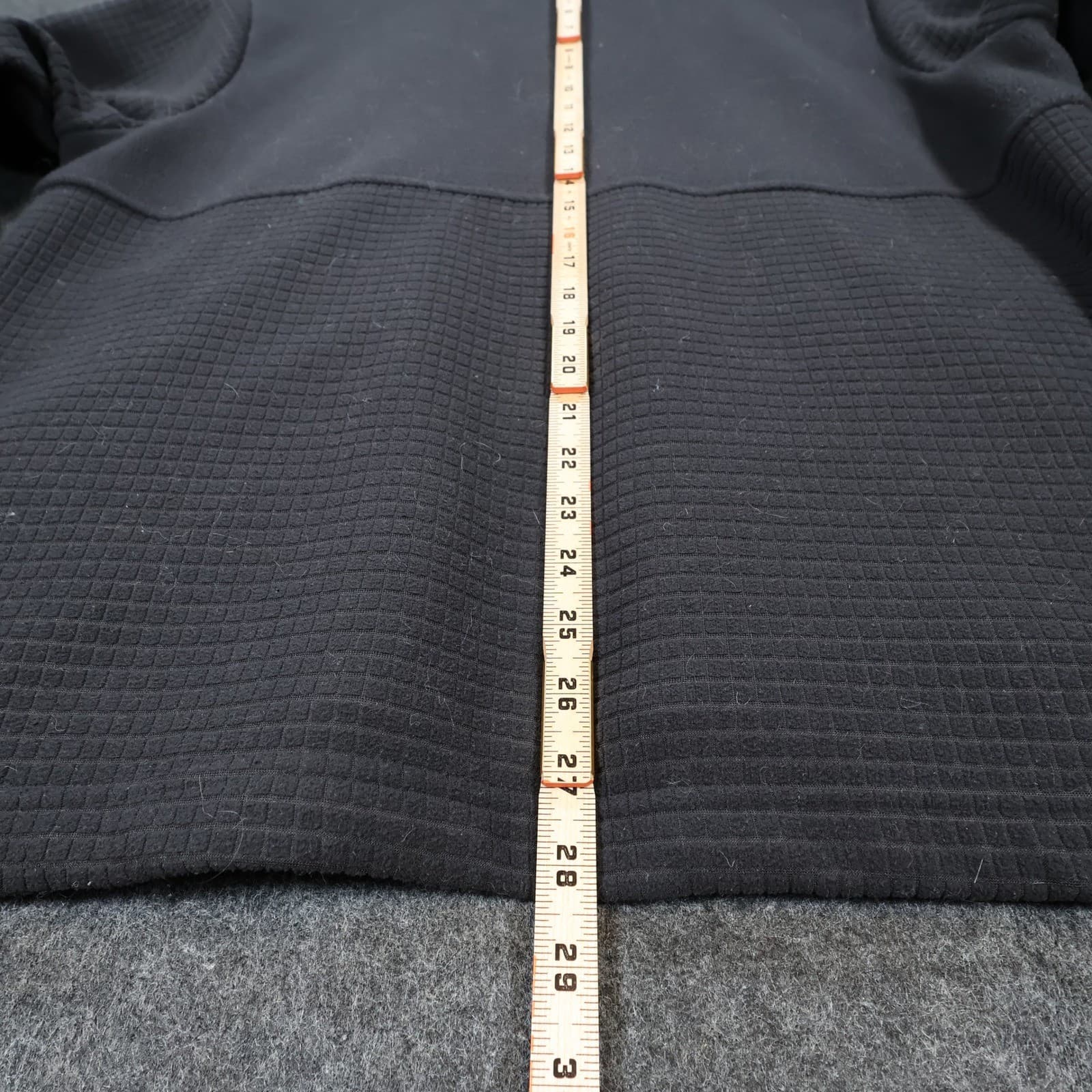 Lands' End Fleece Jacket Mens Large Black Excellent Grid Texture Full Zip - Thumbnail 5