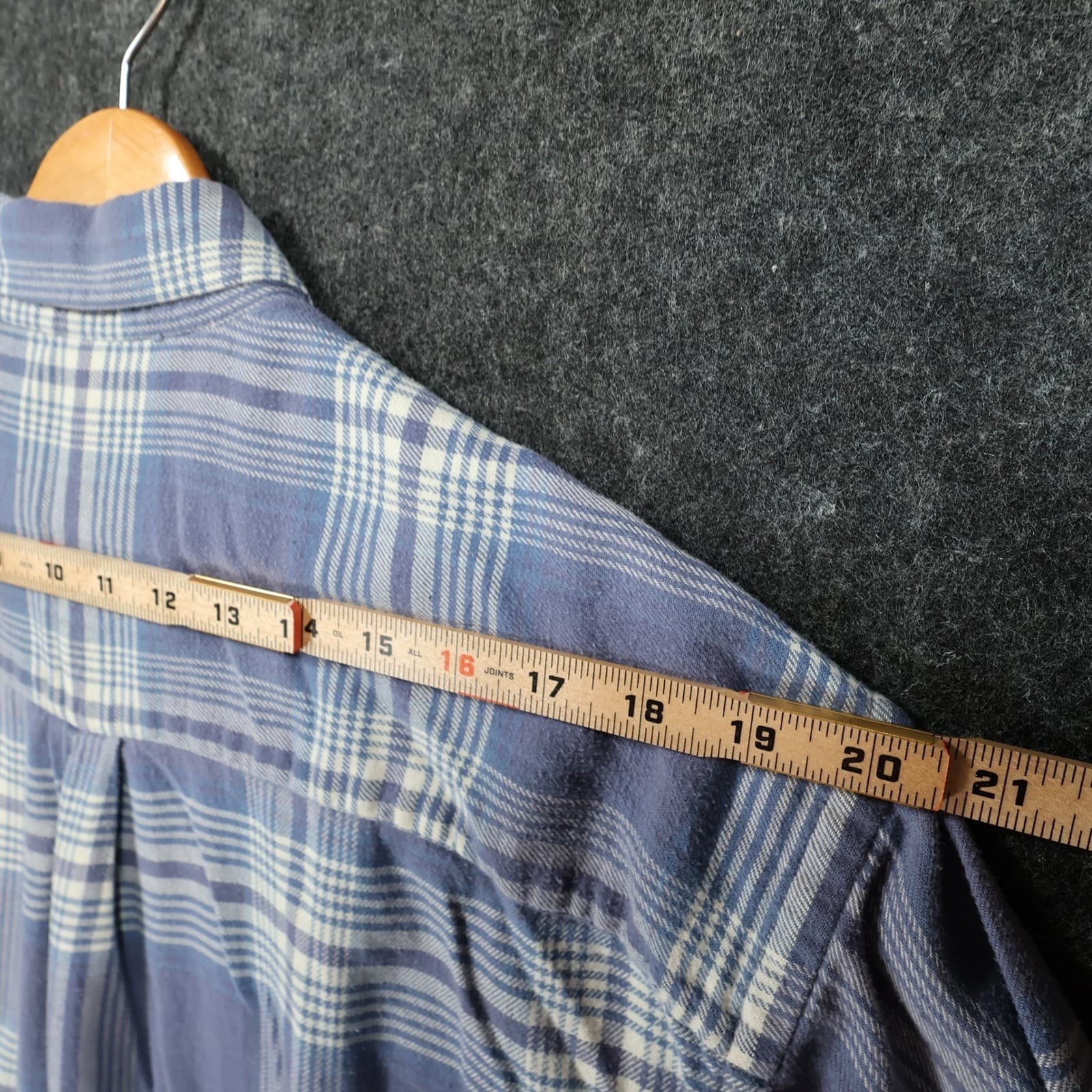 Lands End Flannel Shirt Mens L Blue Excellent Plaid Button Down - Thumbnail 6