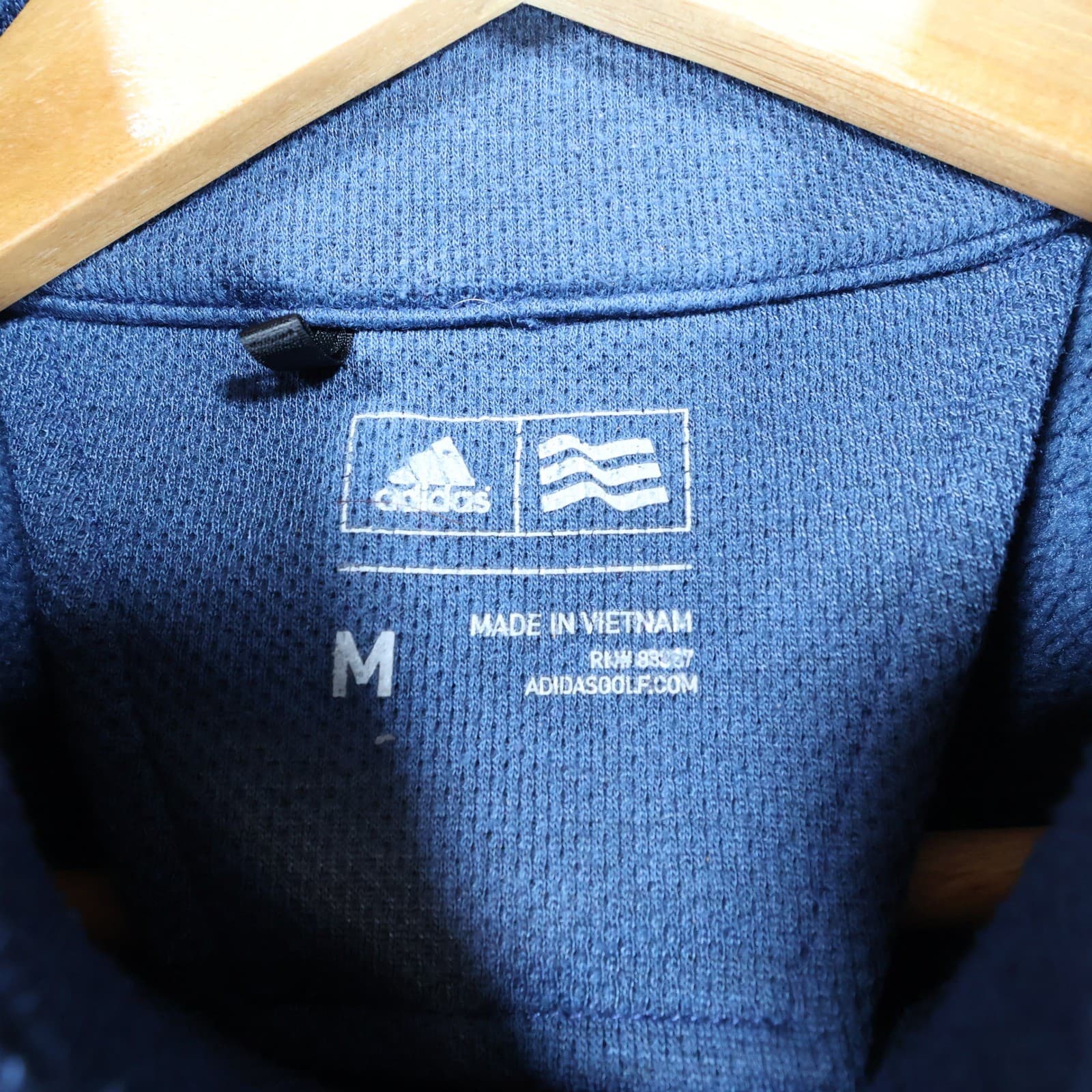 Adidas Quarter Zip Pullover Mens Medium Blue Excellent Textured Chest Pocket - Thumbnail 7