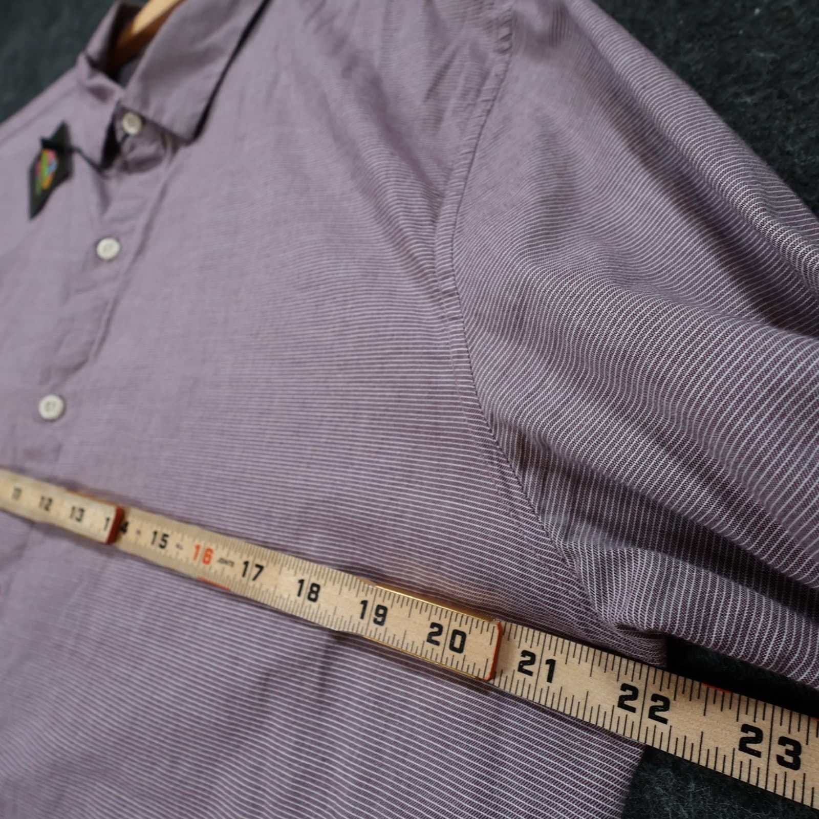 A-FRAME Button Up Mens L Purple Excellent Slim Fit Stretch Micro Stripe - Thumbnail 3