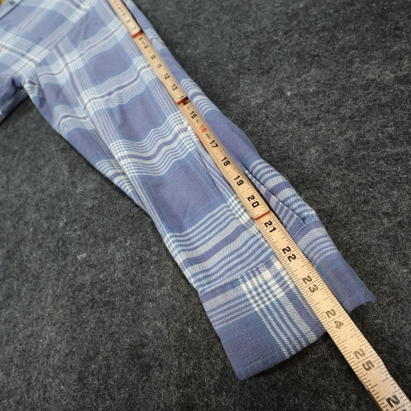 Lands End Flannel Shirt Mens L Blue Excellent Plaid Button Down - Thumbnail 4
