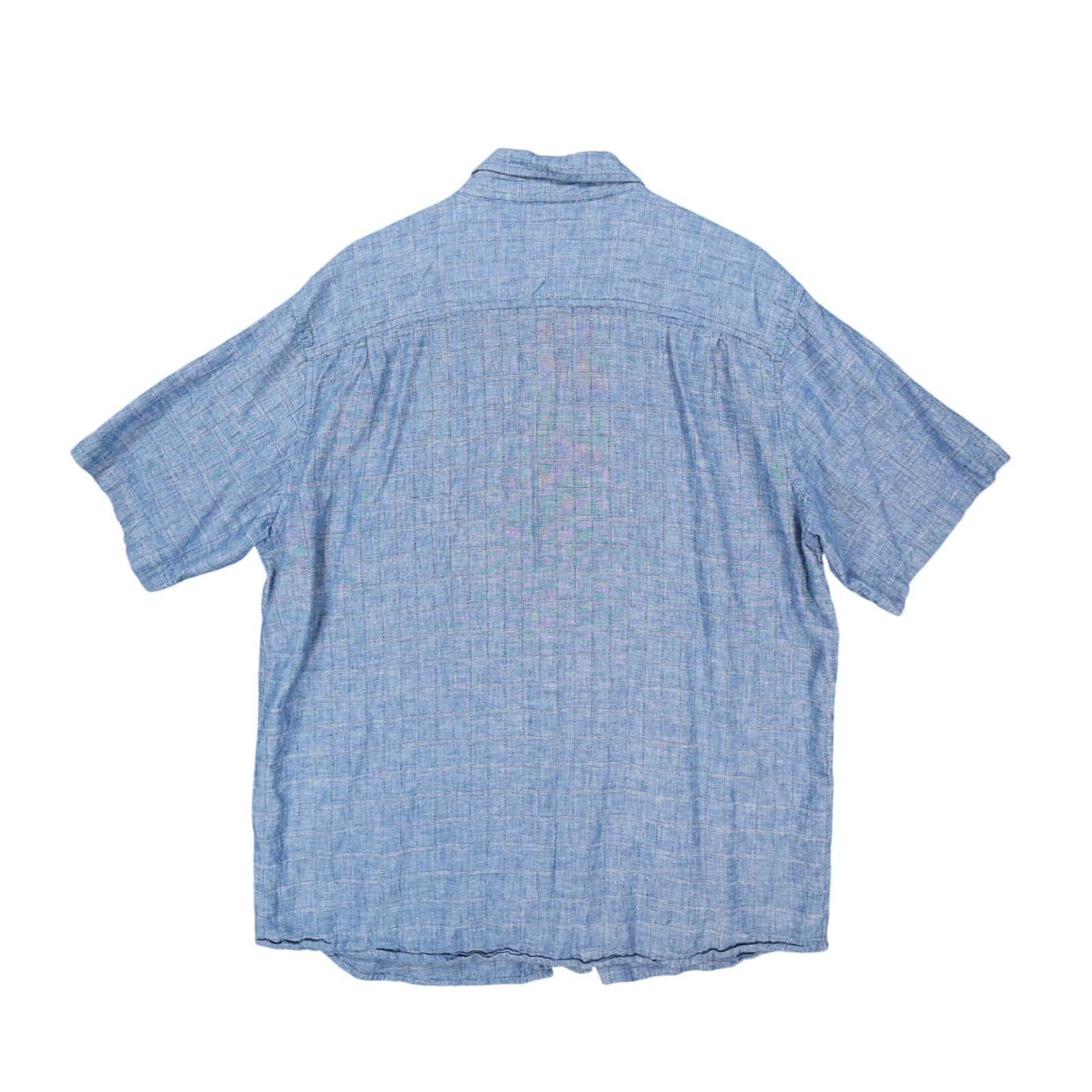 Weatherproof Vintage Shirt Mens XL Blue Excellent Washable Linen Short Sleeve - Thumbnail 2