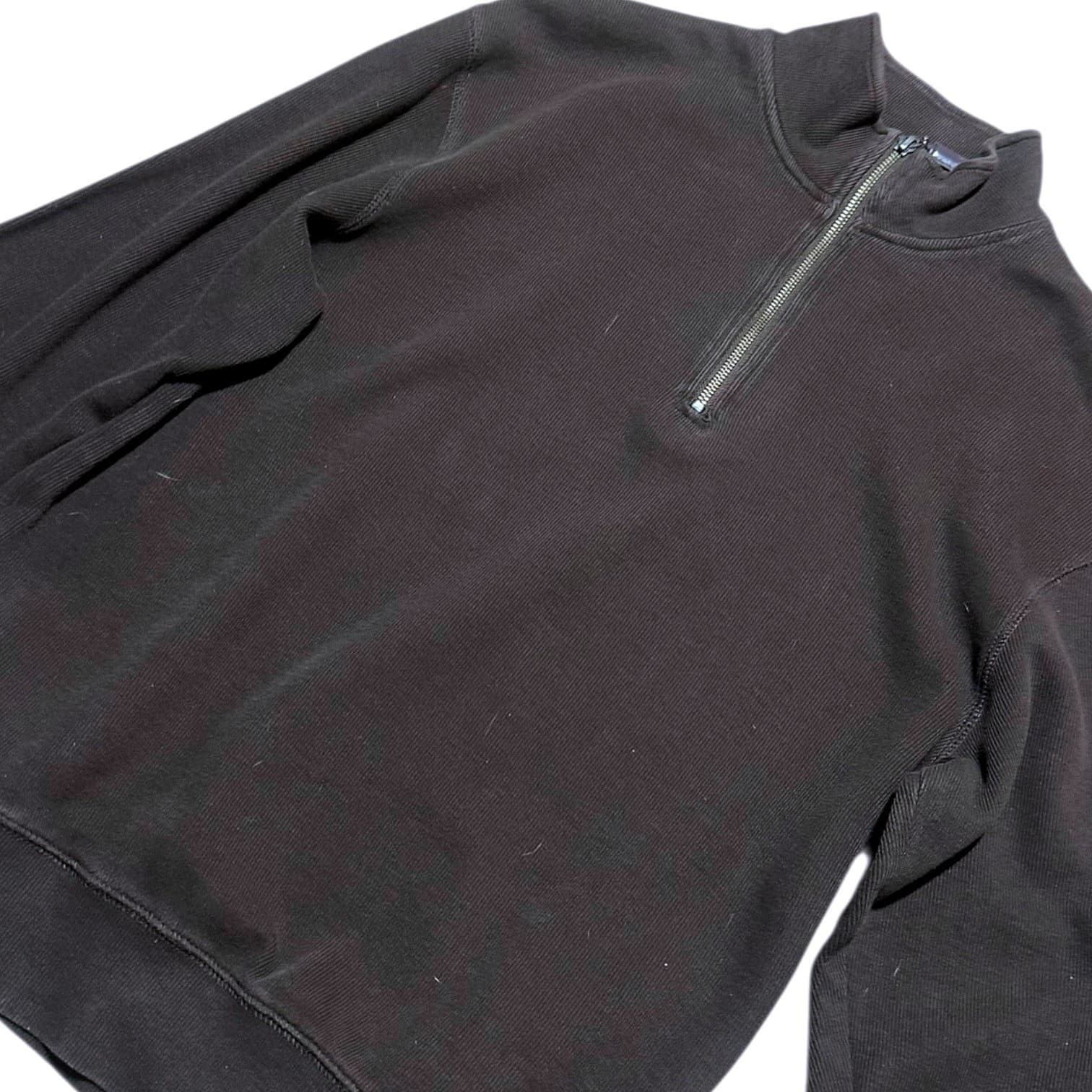 Roundtree & Yorke Quarter Zip Pullover Mens Medium Black Cotton Ribbed Knit - Thumbnail 5