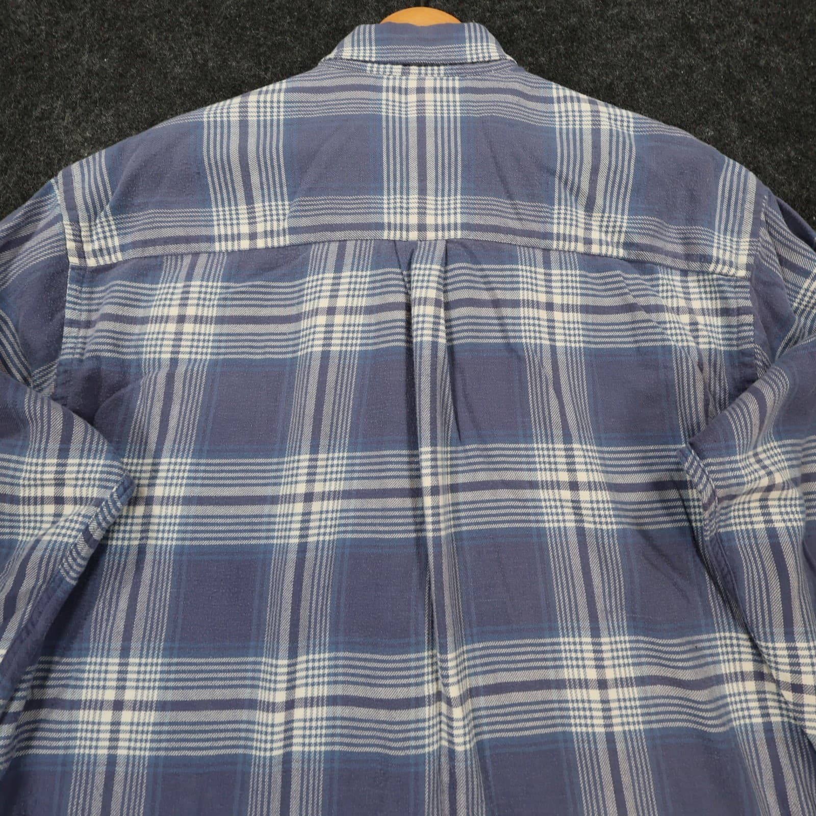 Lands End Flannel Shirt Mens L Blue Excellent Plaid Button Down - Thumbnail 9
