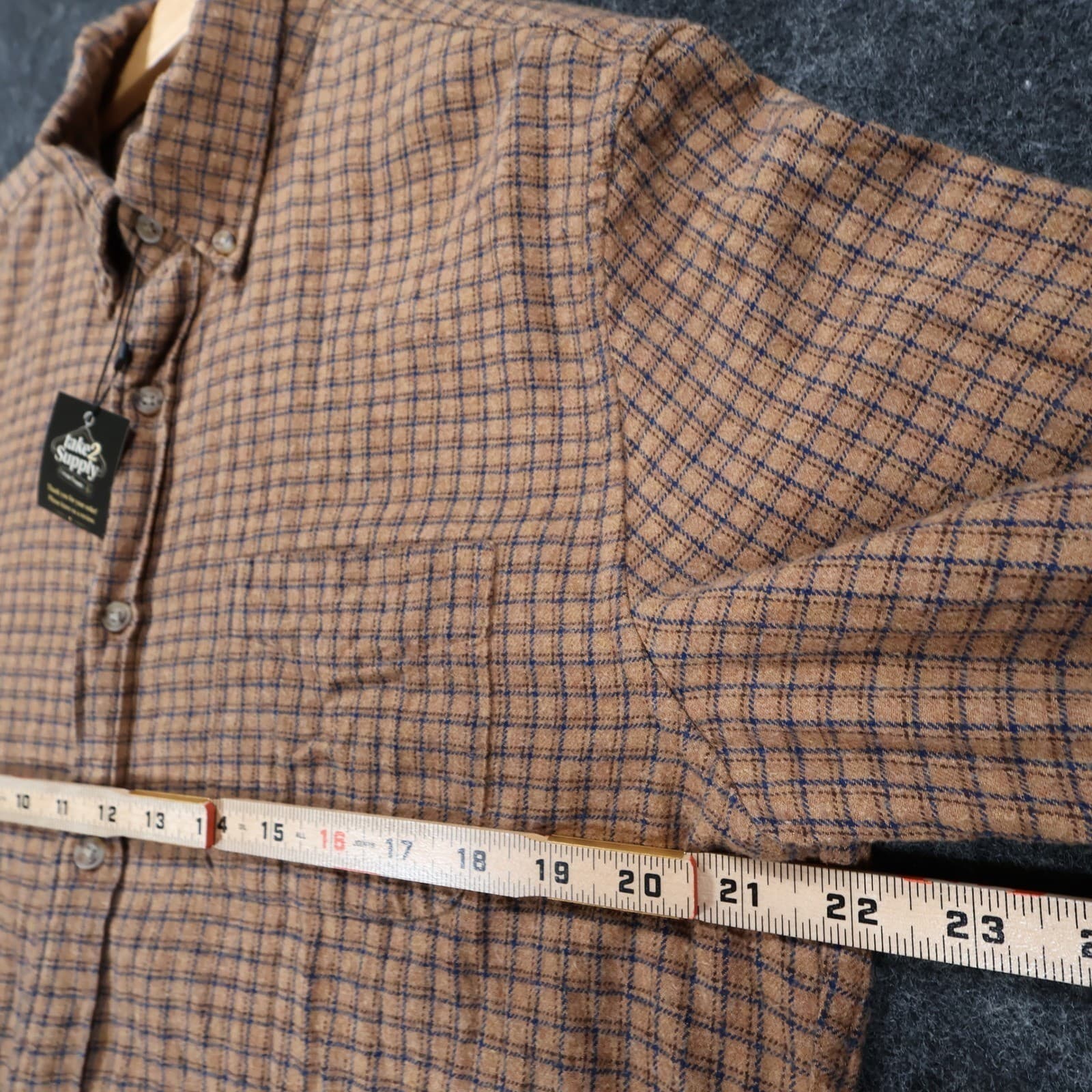 J.Crew Button Down Mens M Brown Excellent Plaid Brushed Twill - Thumbnail 3