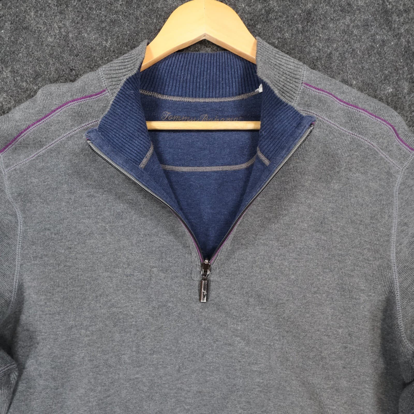 Tommy Bahama Quarter Zip Mens XL Gray Excellent Reversible Cotton - Thumbnail 9