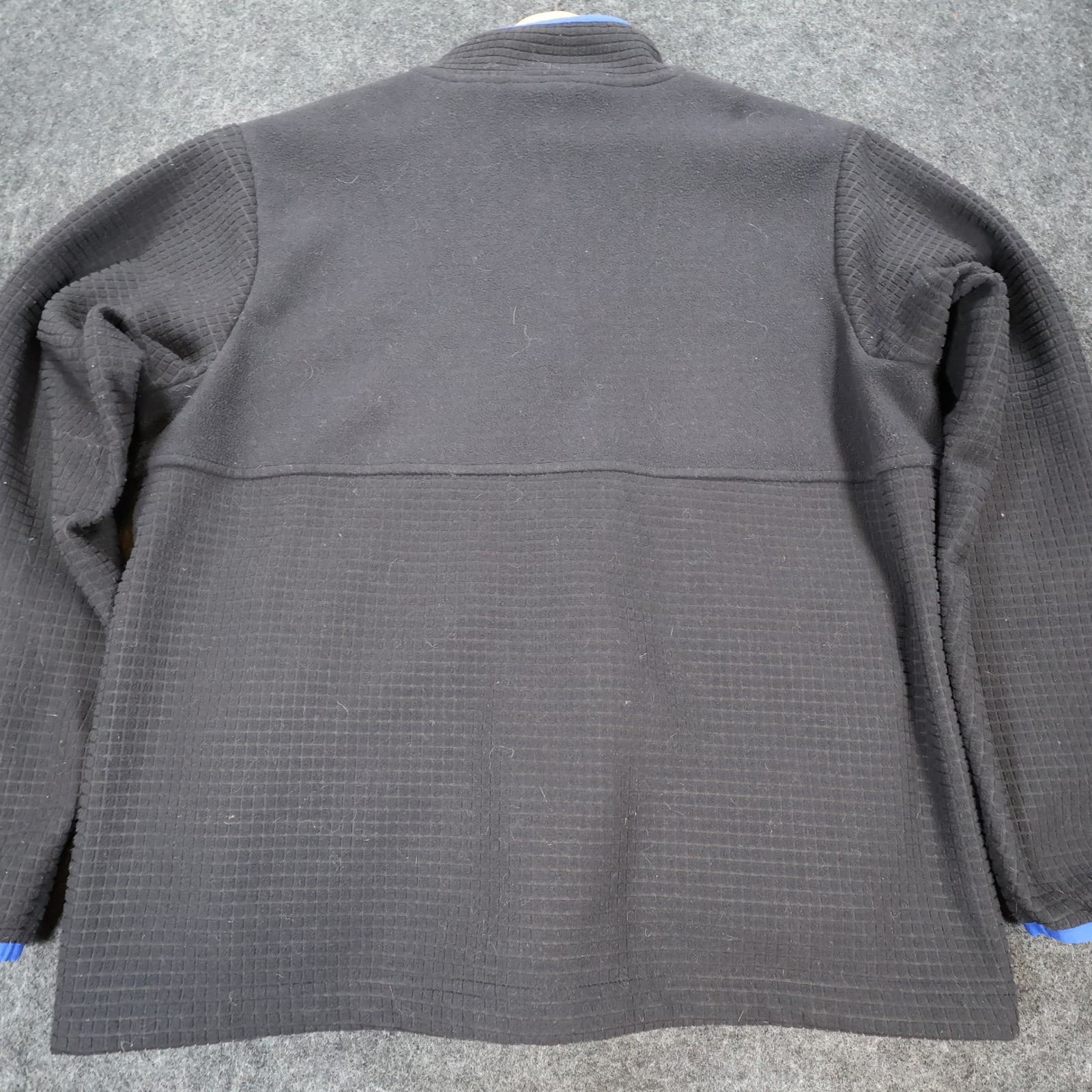 Lands' End Fleece Jacket Mens Large Black Excellent Grid Texture Full Zip - Thumbnail 11