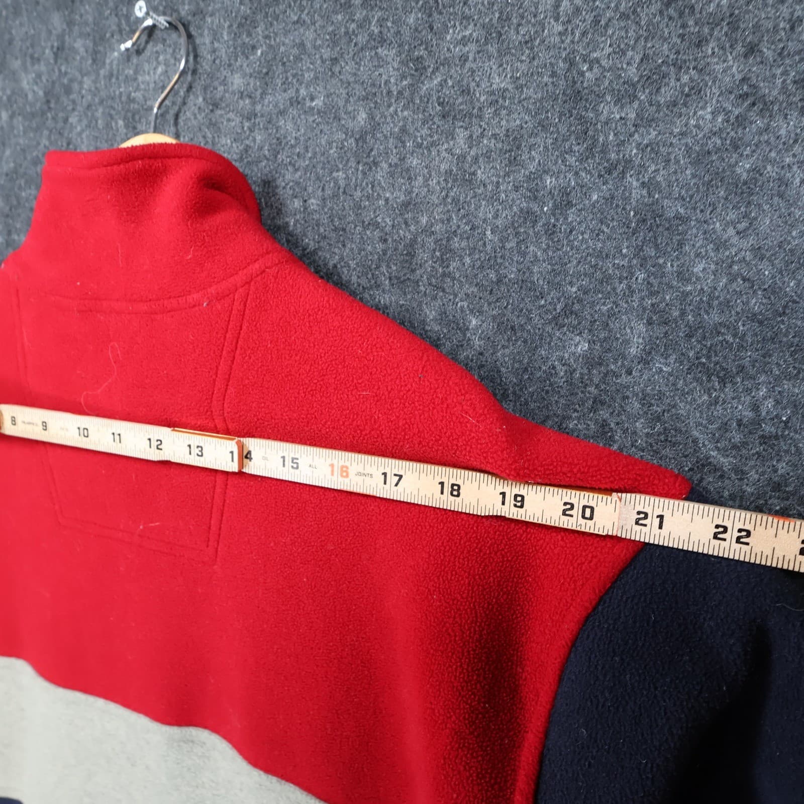 IZOD Fleece Pullover Mens Large Red Excellent Colorblock Quarter Zip - Thumbnail 6