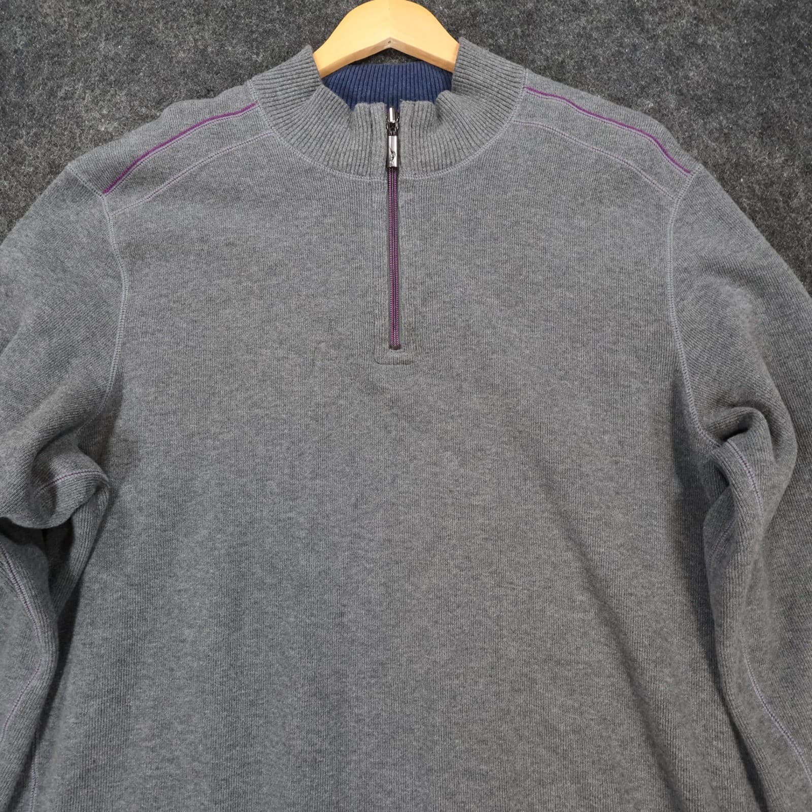 Tommy Bahama Quarter Zip Mens XL Gray Excellent Reversible Cotton - Thumbnail 10