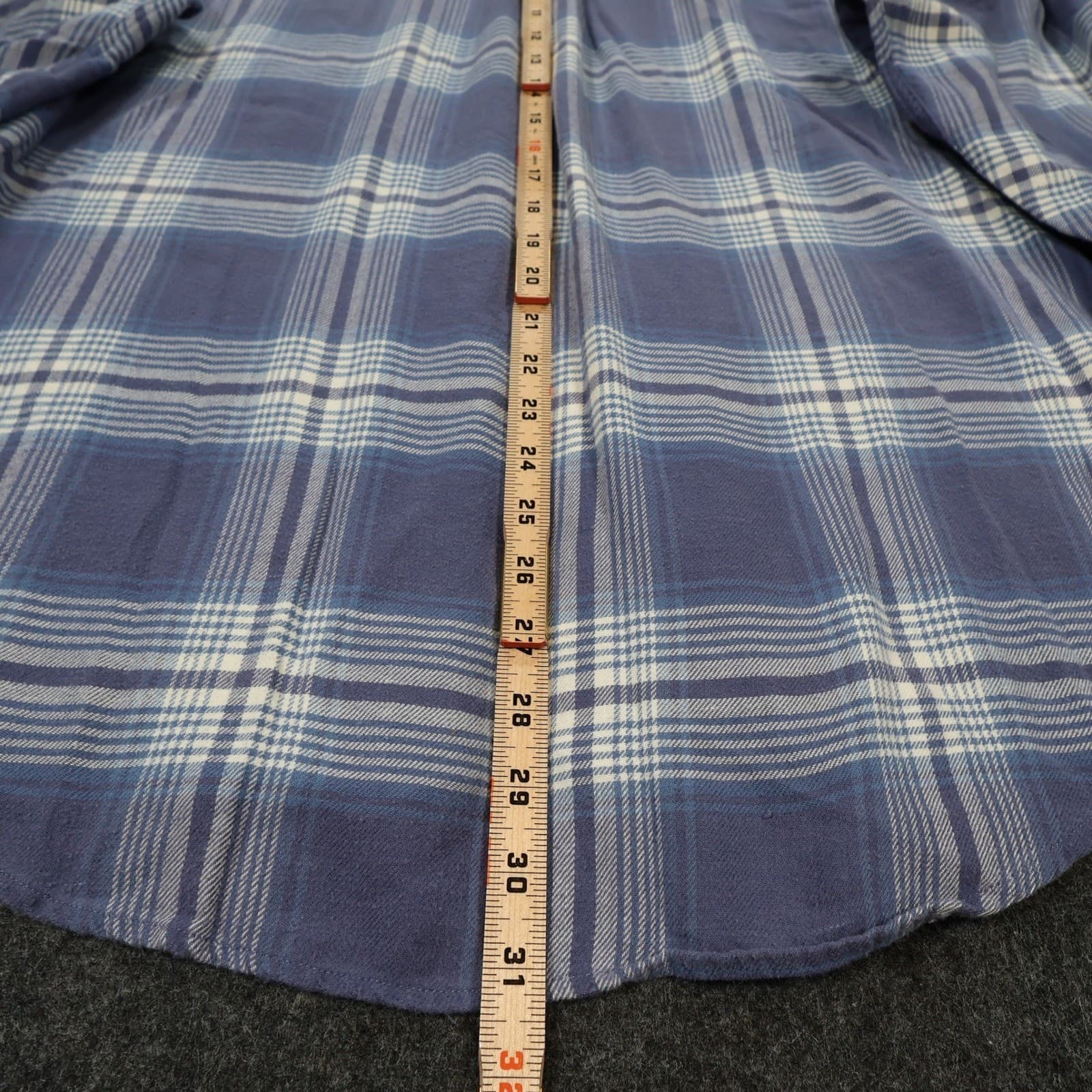 Lands End Flannel Shirt Mens L Blue Excellent Plaid Button Down - Thumbnail 5
