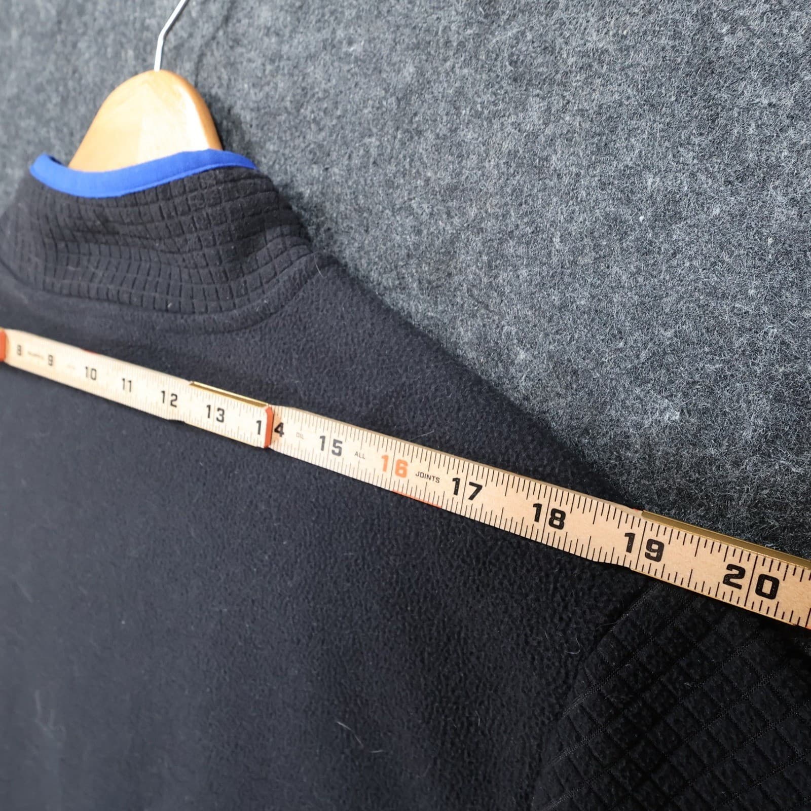 Lands' End Fleece Jacket Mens Large Black Excellent Grid Texture Full Zip - Thumbnail 6