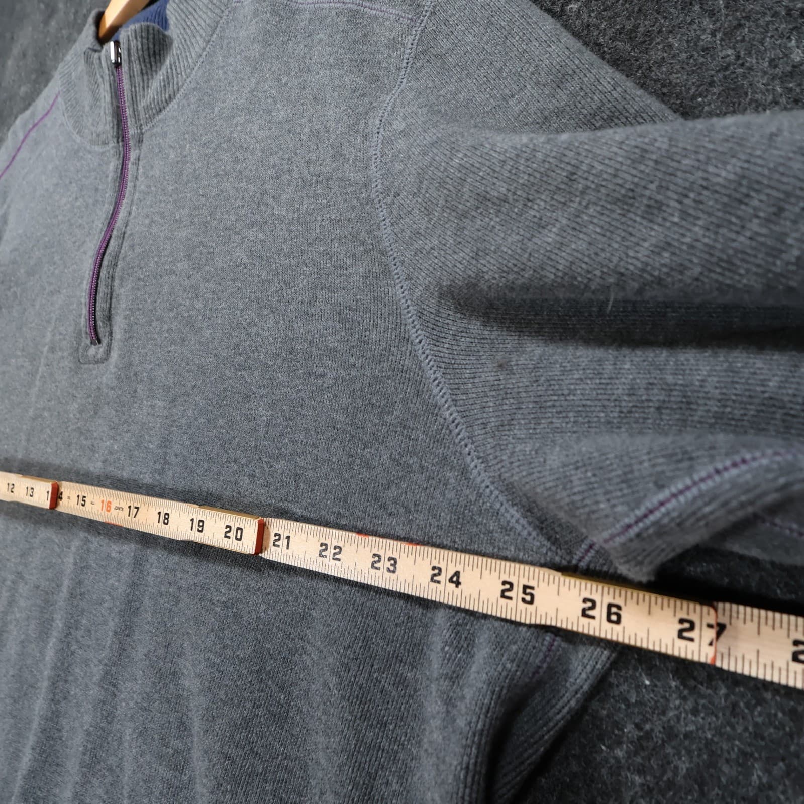 Tommy Bahama Quarter Zip Mens XL Gray Excellent Reversible Cotton - Thumbnail 3