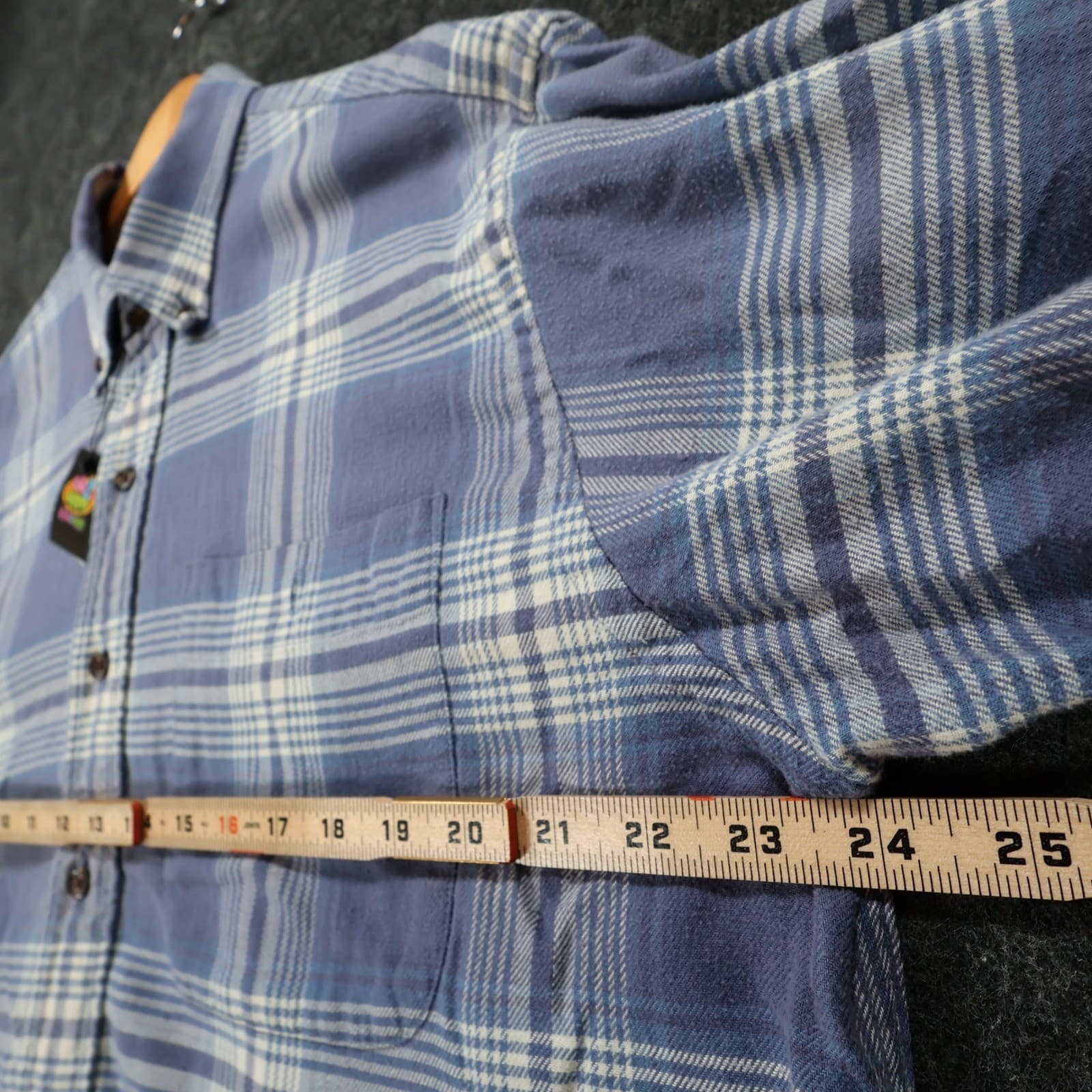 Lands End Flannel Shirt Mens L Blue Excellent Plaid Button Down - Thumbnail 3
