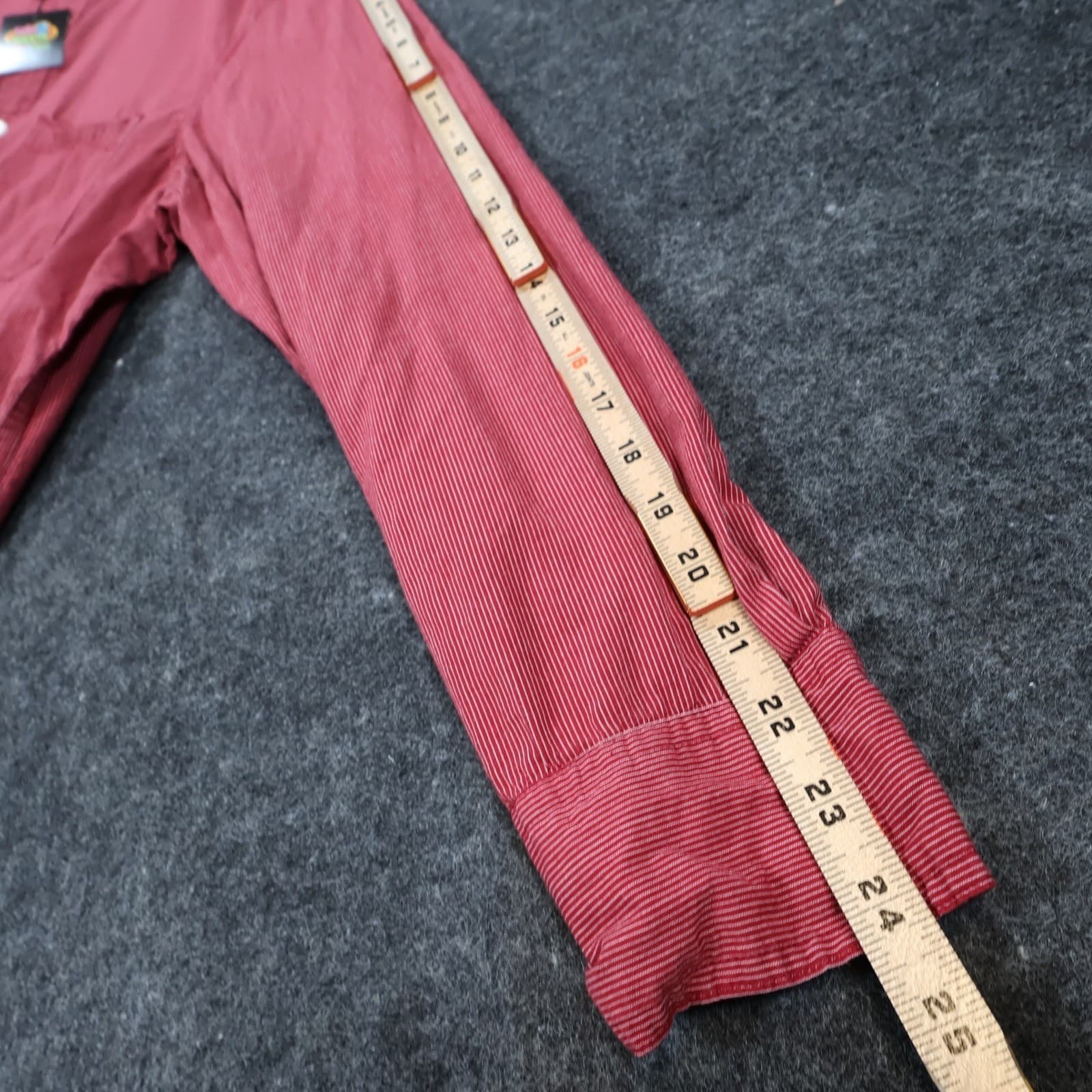Sonoma Button Down Mens Large Red Excellent Striped Poplin - Thumbnail 4